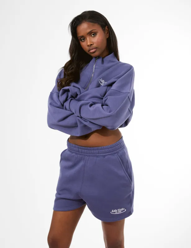 Kaiia Running Club Logo Sweat Shorts Light Navy made by Public Desire