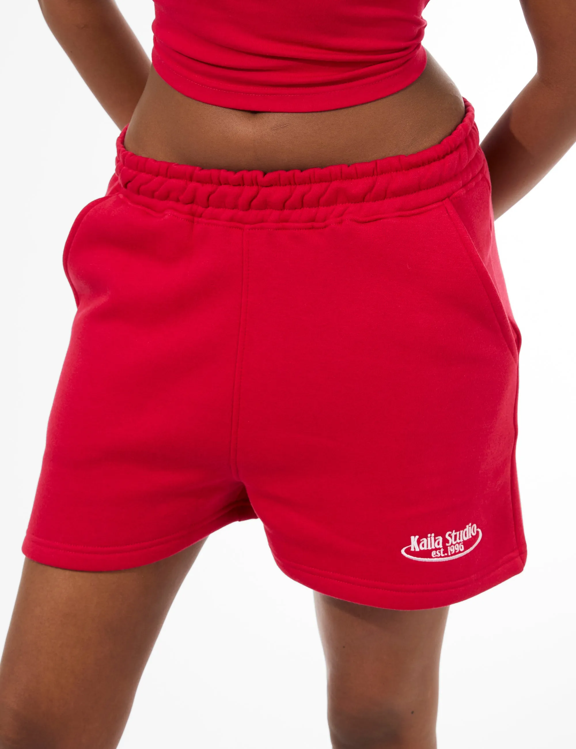 Kaiia Running Club Logo Sweat Shorts Red sold by Public Desire product image thumbnail 2
