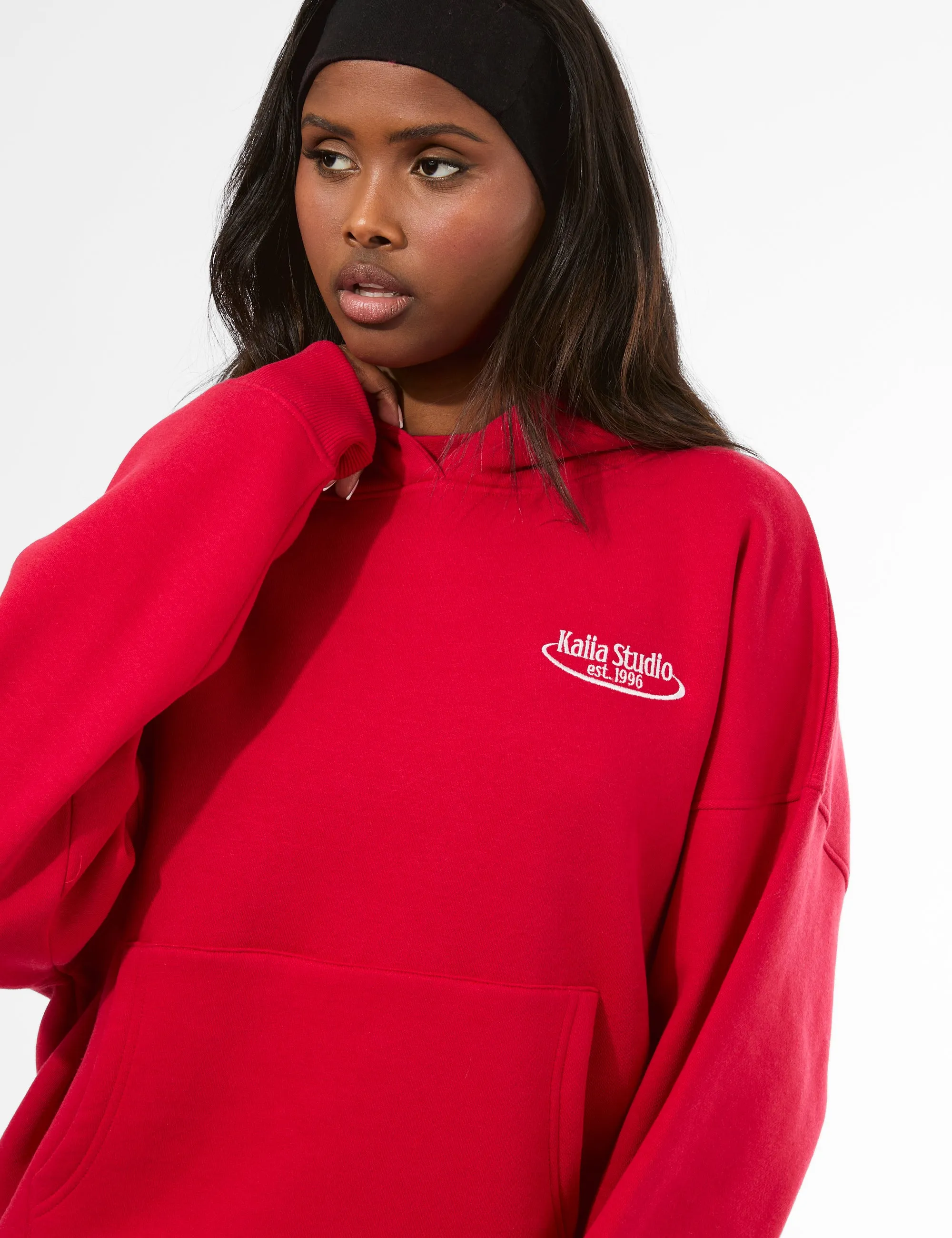 Kaiia Running Club Logo Oversized Hoodie Red sold by Public Desire product image thumbnail 5