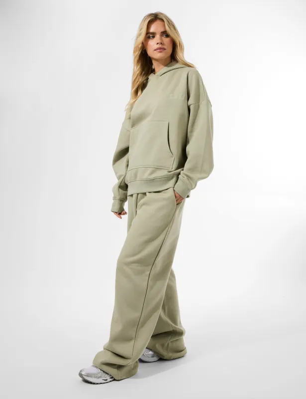 Kaiia Embossed Wide Leg Joggers Light Sage sold by Public Desire