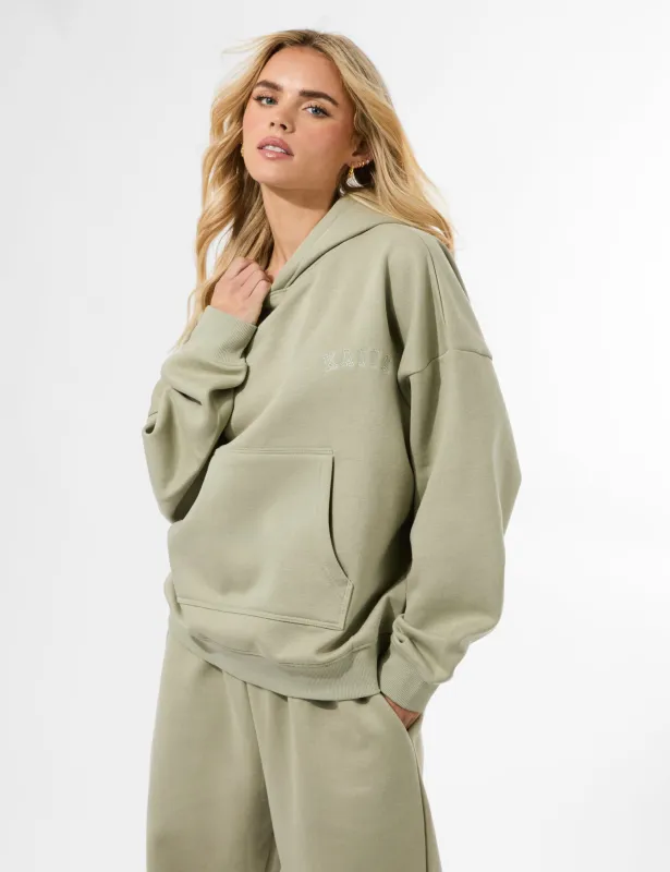 Kaiia Logo Embossed Oversized Hoodie Light Sage sold by Public Desire