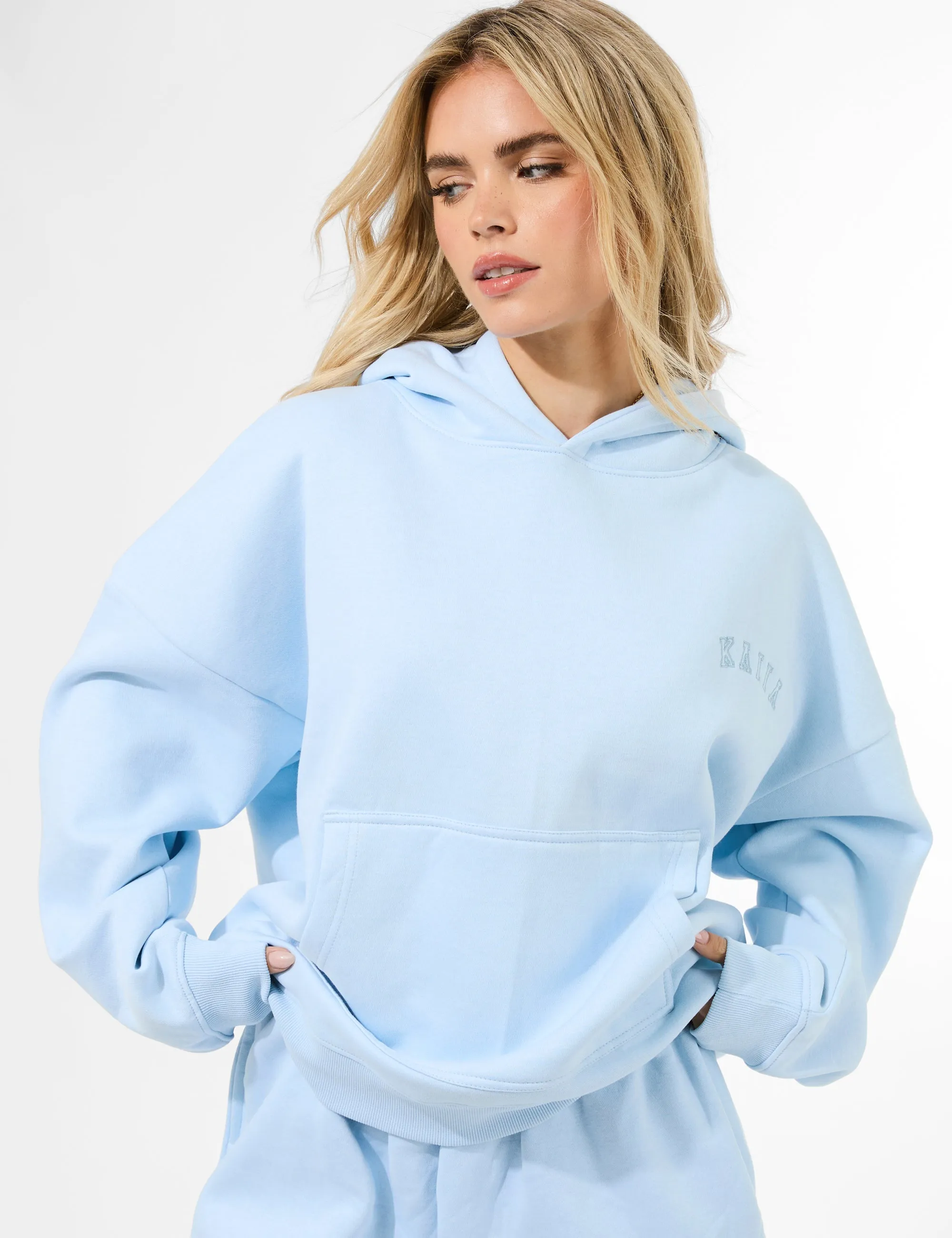 Kaiia Logo Embossed Oversized Hoodie Pale Blue sold by Public Desire product image thumbnail 4