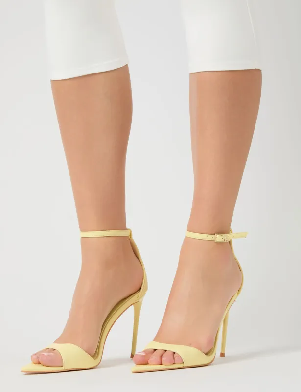 Kelisa Lemon Pu Pointed Toe Barely There Stiletto High Heels sold by Public Desire