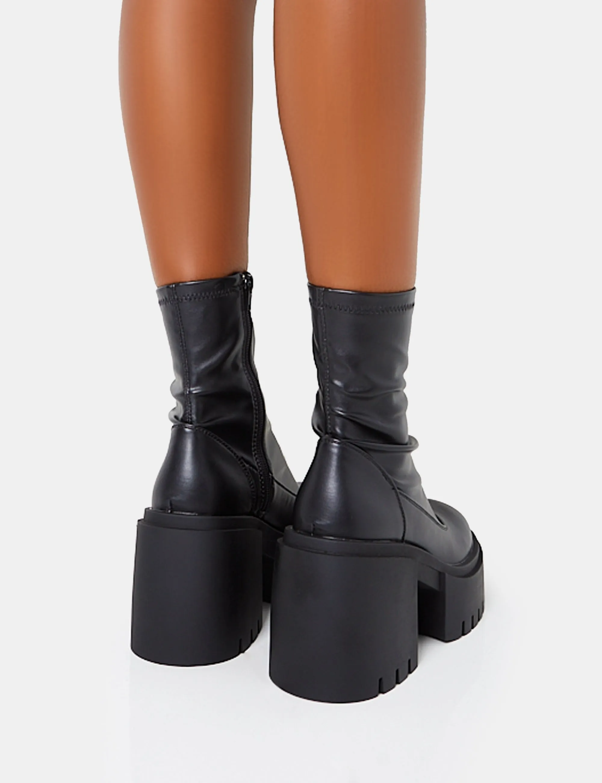 Demeter Black Pu Chunky Heeled Platform Ankle Boots sold by Public Desire product image thumbnail 4