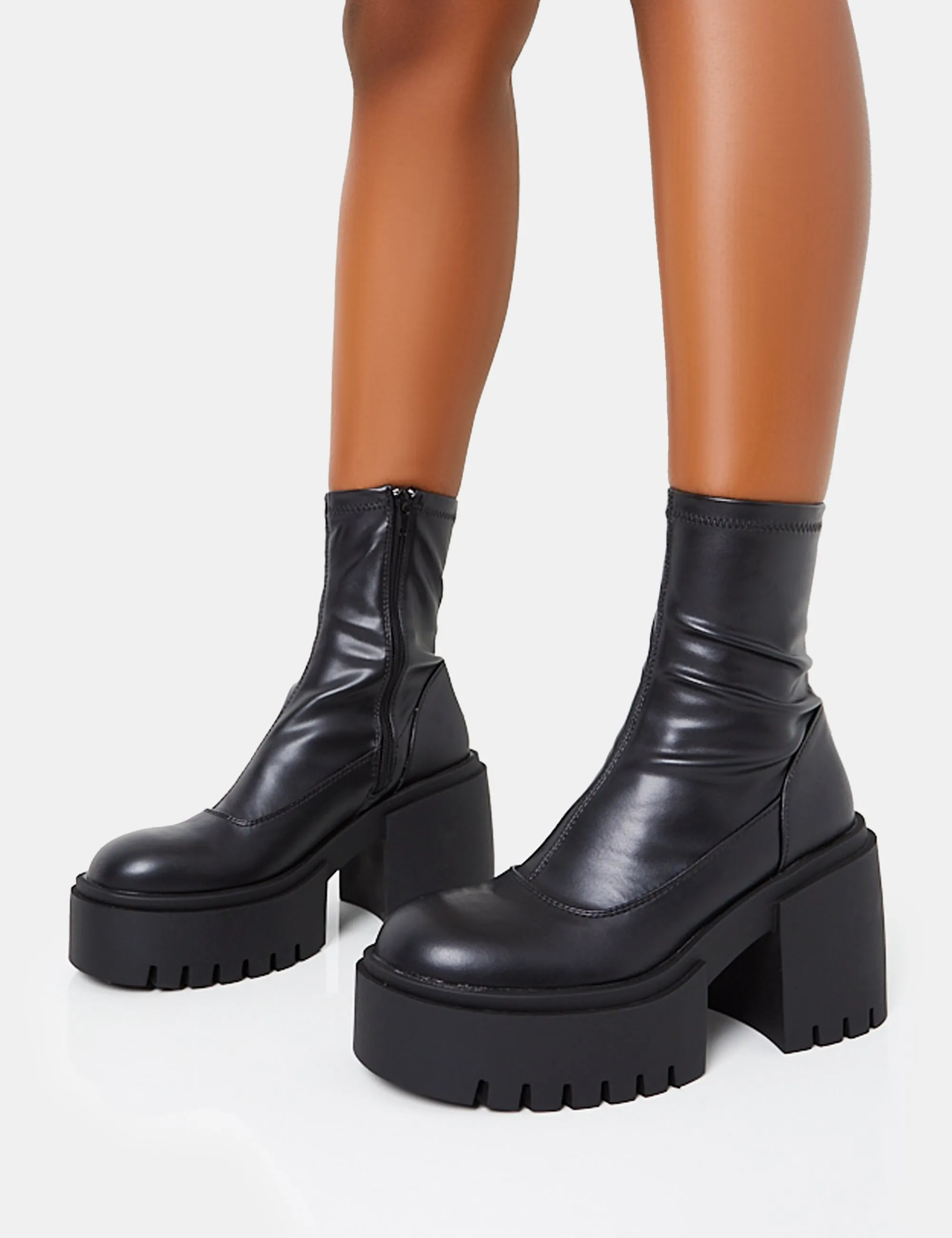 Demeter Black Pu Chunky Heeled Platform Ankle Boots sold by Public Desire product image thumbnail 3