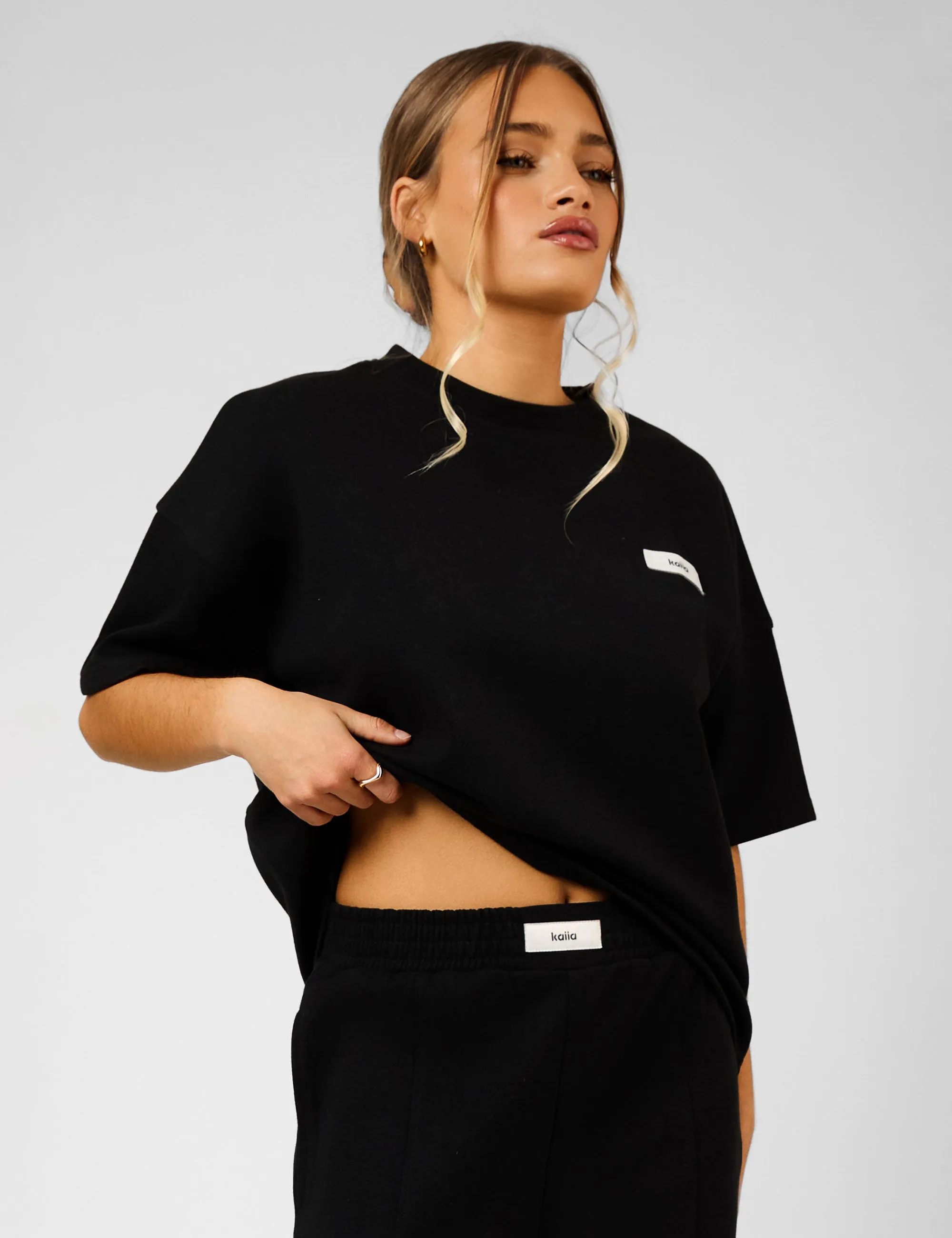 Kaiia Label Logo Premium Interlock Oversized T-Shirt Black sold by Public Desire product image thumbnail 3