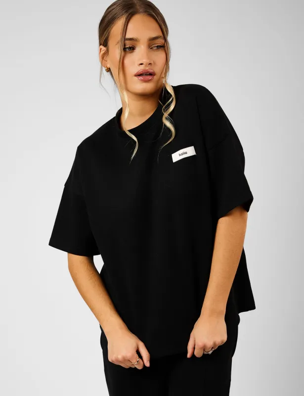 Kaiia Label Logo Premium Interlock Oversized T-Shirt Black sold by Public Desire