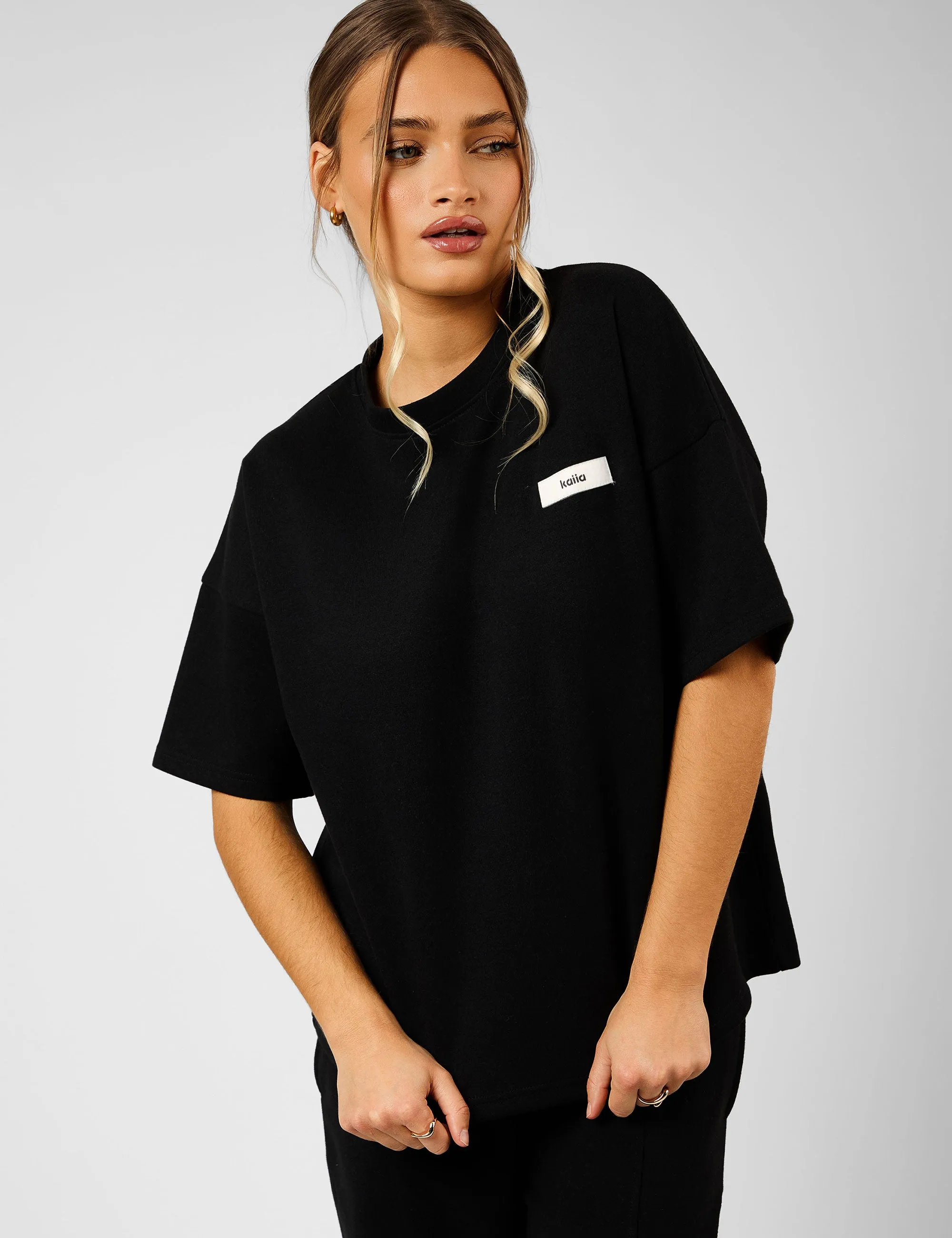 Kaiia Label Logo Premium Interlock Oversized T-Shirt Black sold by Public Desire