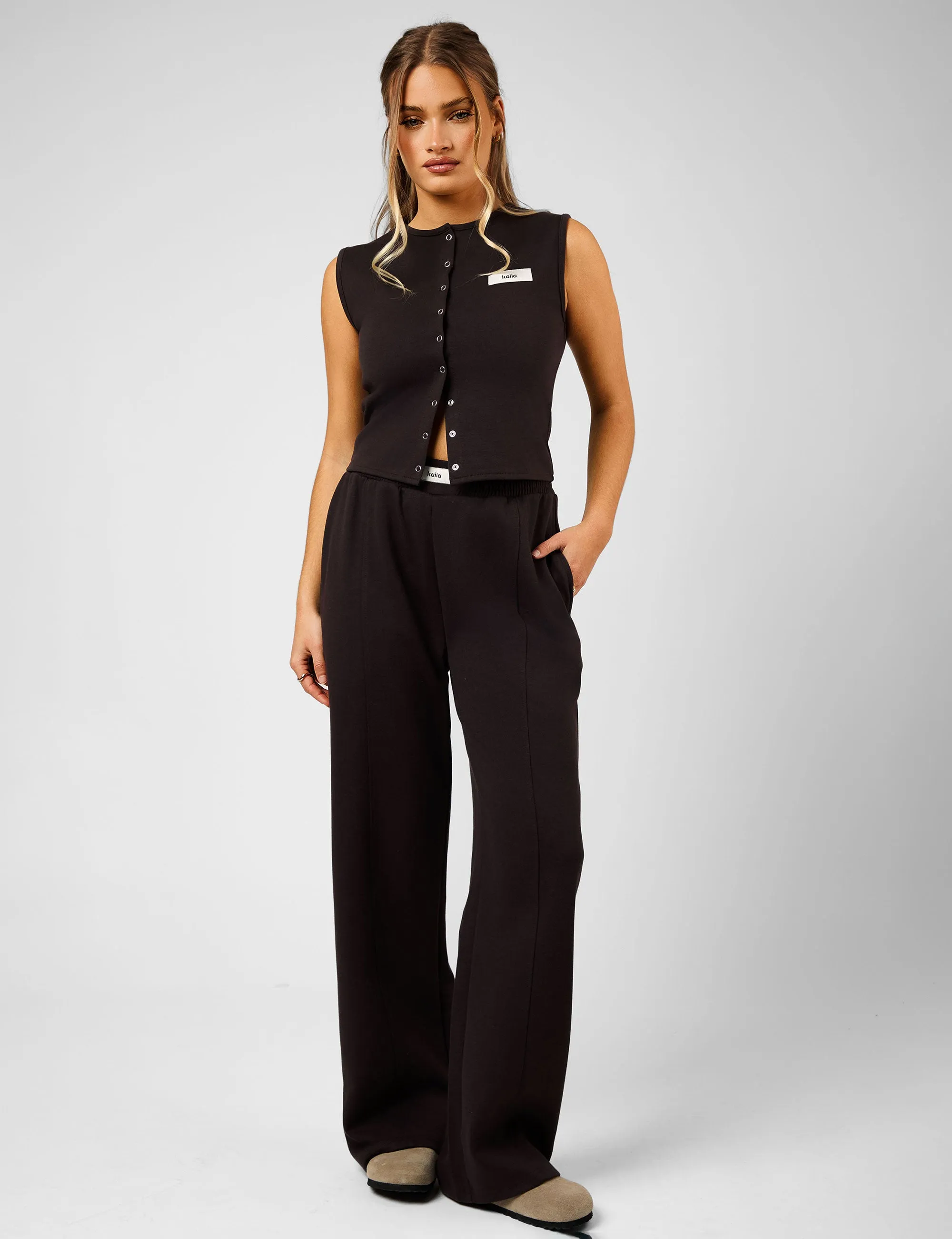 Kaiia Label Logo Premium Interlock Waistcoat Top Brown sold by Public Desire product image thumbnail 2