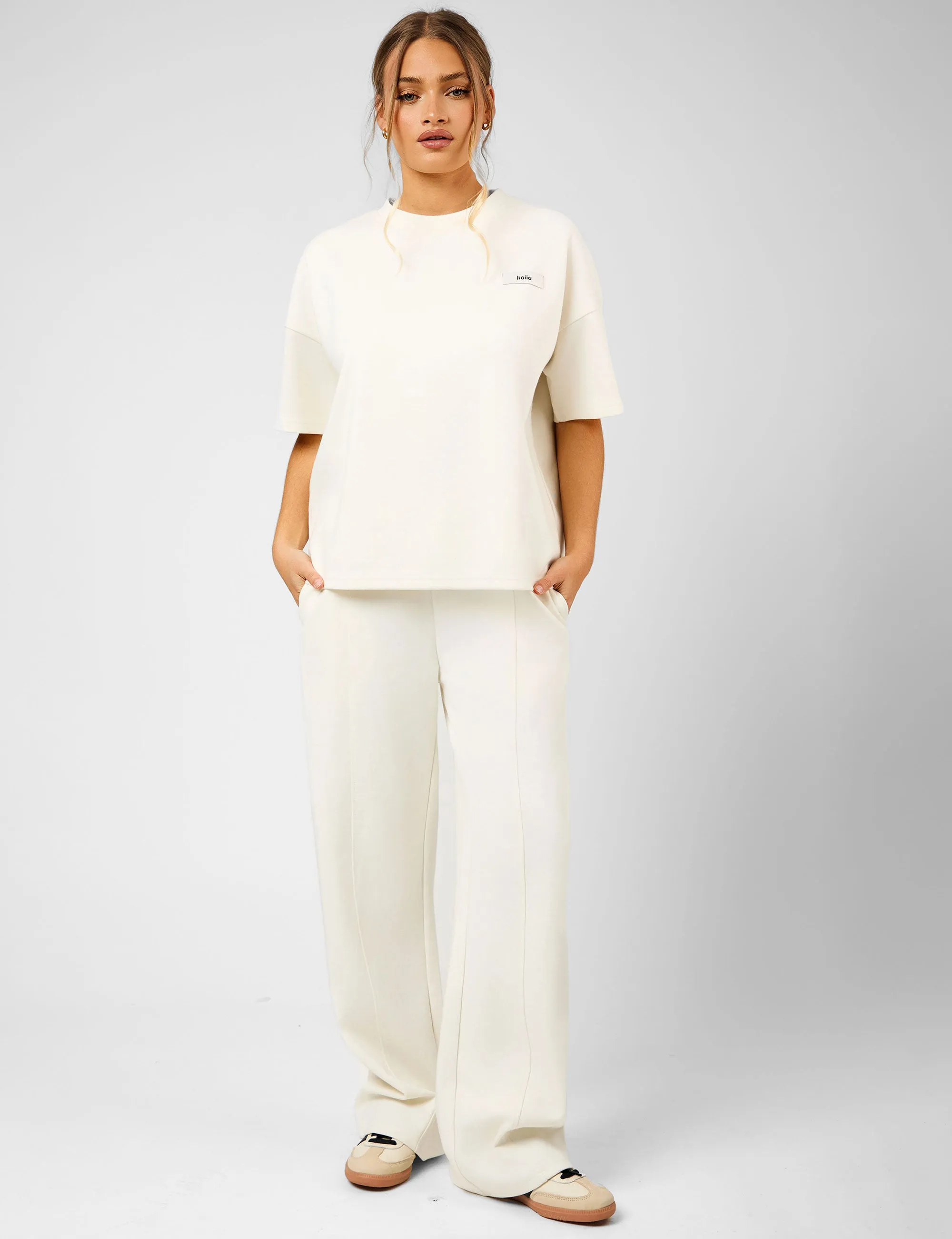 Kaiia Label Logo Premium Interlock Oversized T-Shirt Cream sold by Public Desire product image thumbnail 2