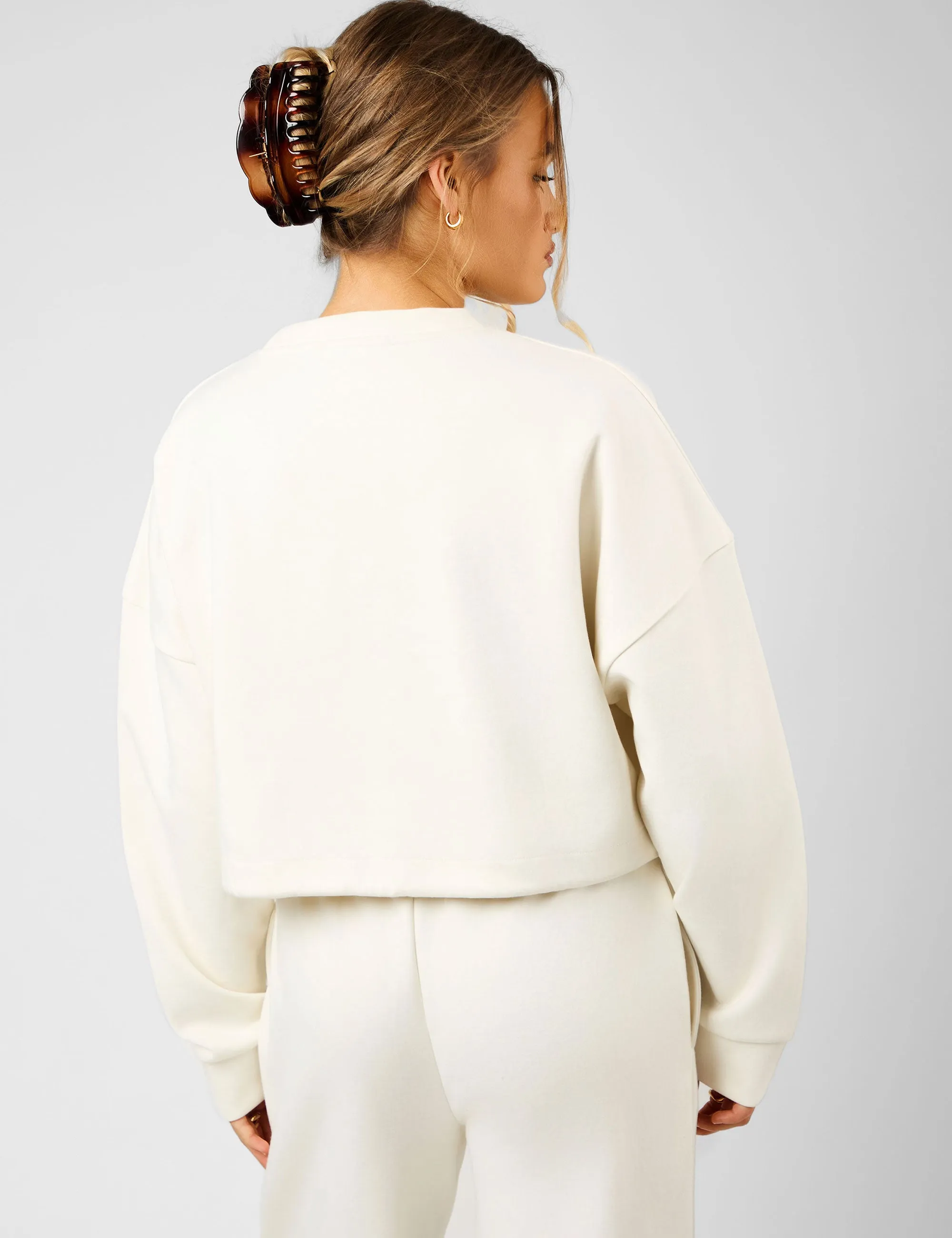 Kaiia Label Logo Drawcord Sweatshirt Cream sold by Public Desire product image thumbnail 3