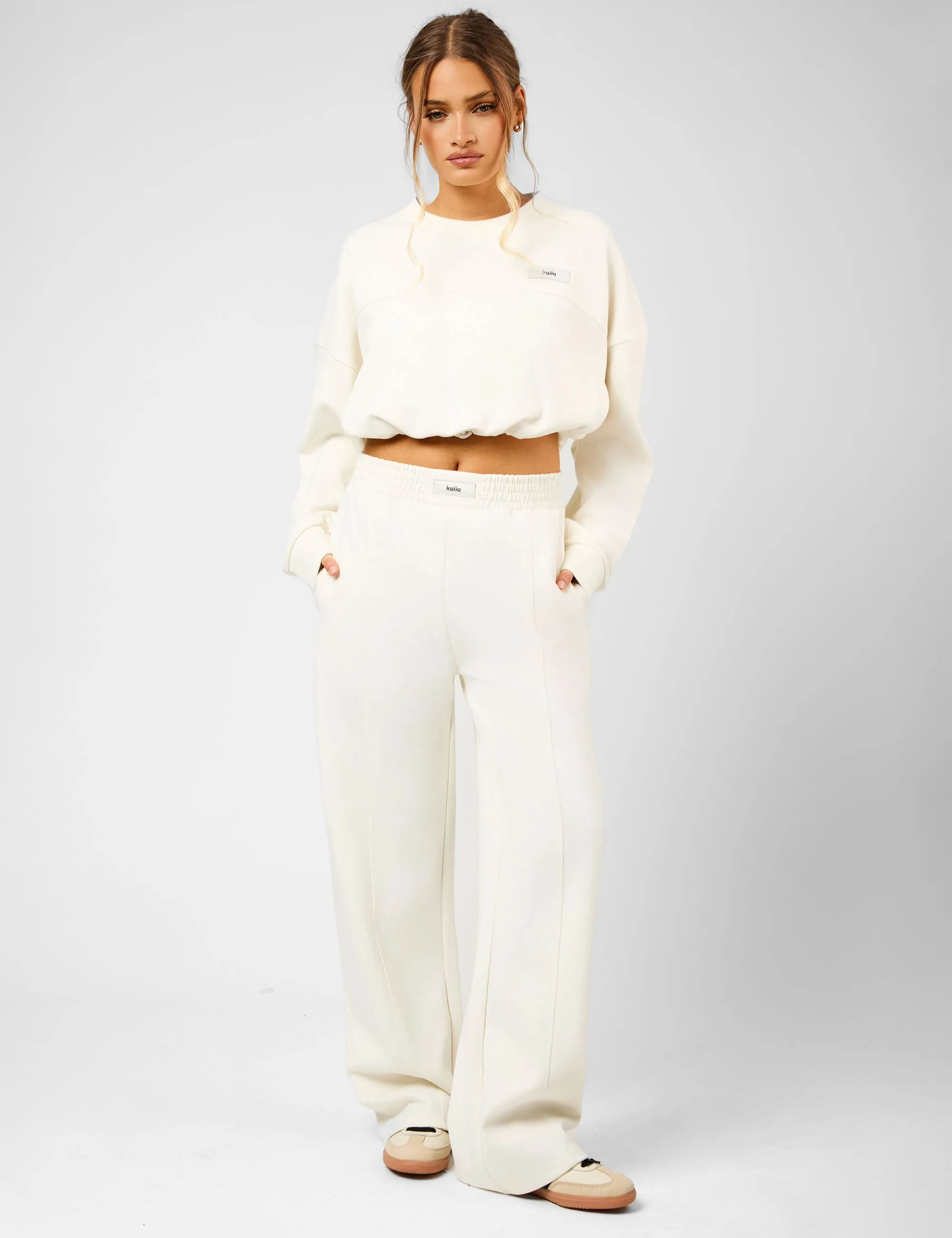 Kaiia Label Logo Drawcord Sweatshirt Cream sold by Public Desire product image thumbnail 2