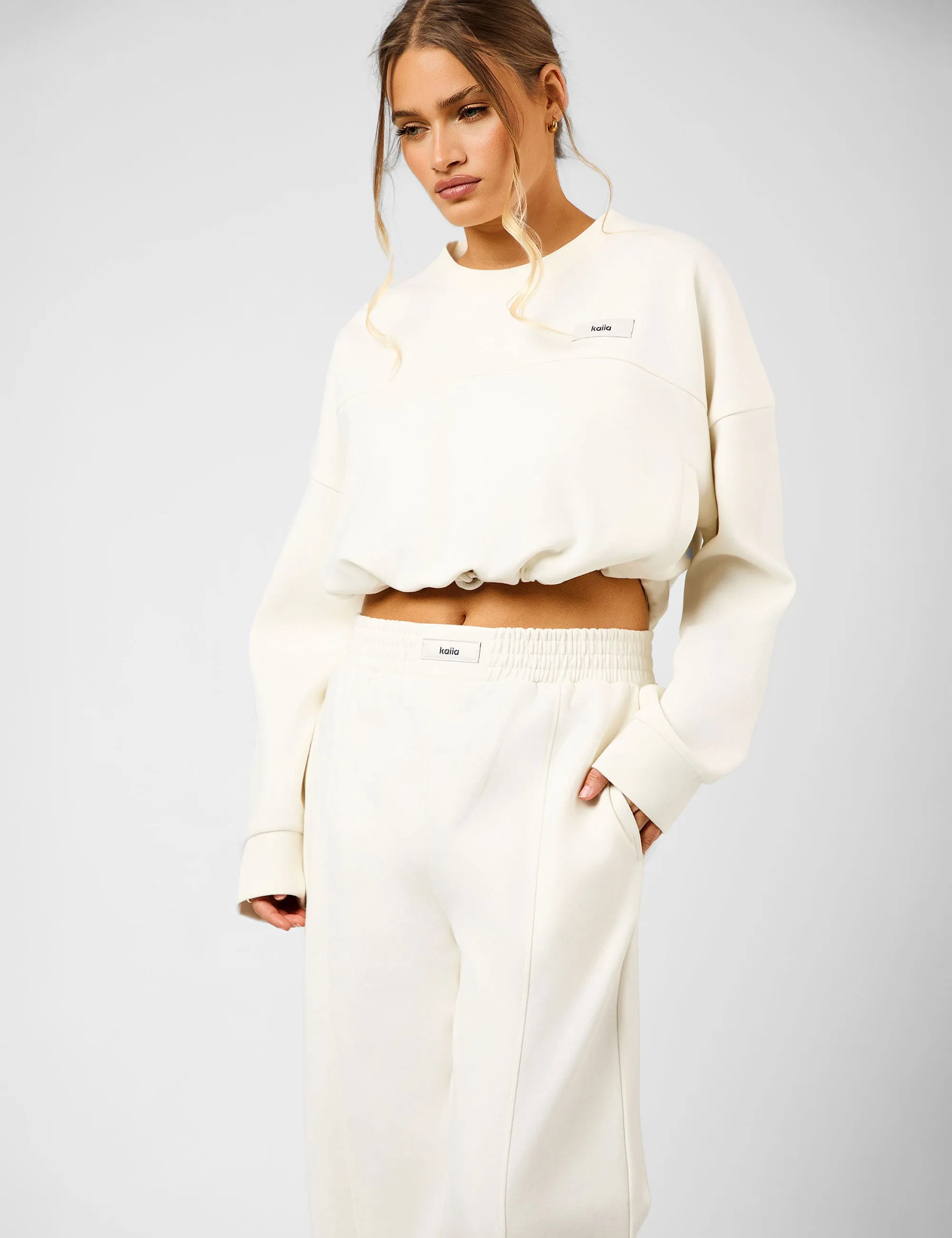 Kaiia Label Logo Drawcord Sweatshirt Cream sold by Public Desire product image thumbnail 4