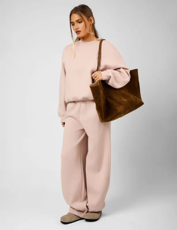 Kaiia The Label Seam Detail Side Pocket Barrel Leg Joggers Pink Champagne sold by Public Desire