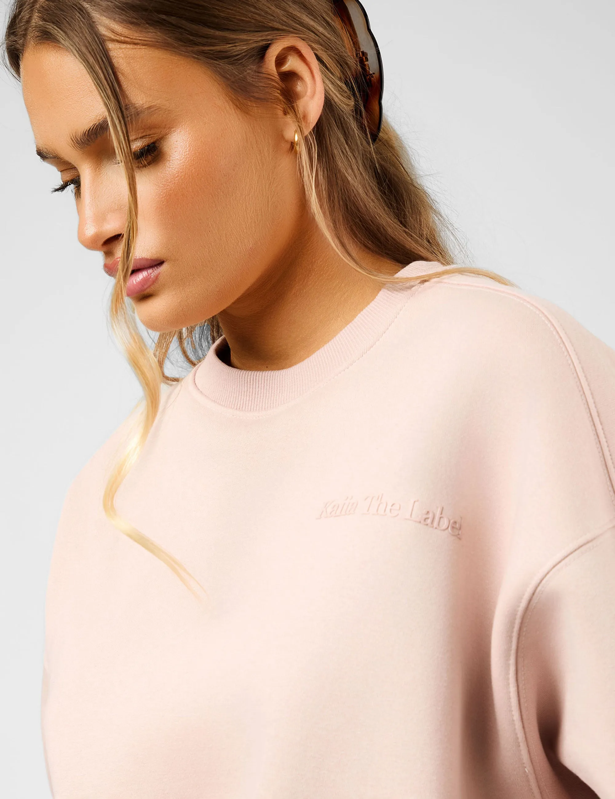Kaiia The Label Seam Detail Oversized Sweatshirt Pink Champagne sold by Public Desire product image thumbnail 2