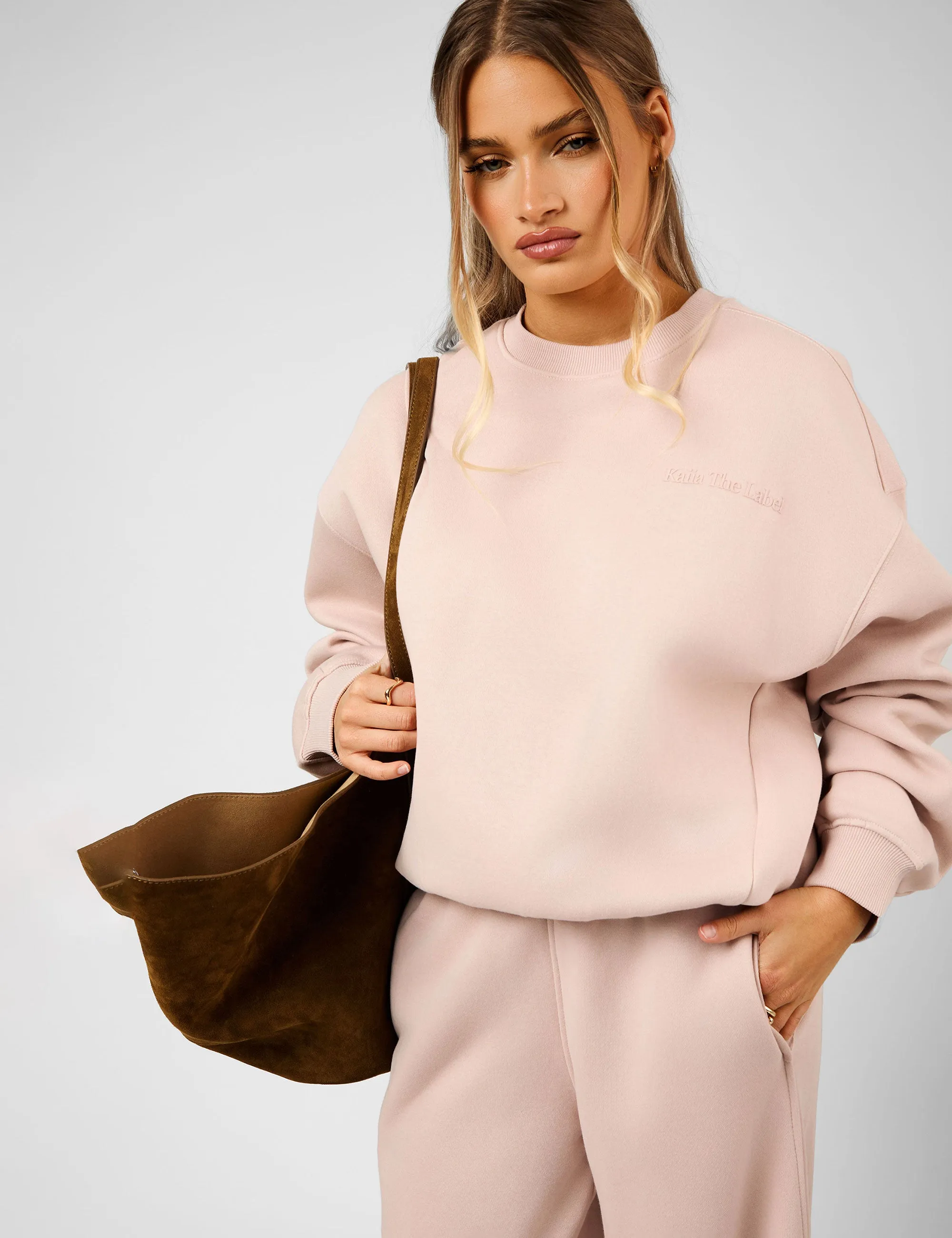 Kaiia The Label Seam Detail Oversized Sweatshirt Pink Champagne sold by Public Desire product image thumbnail 3