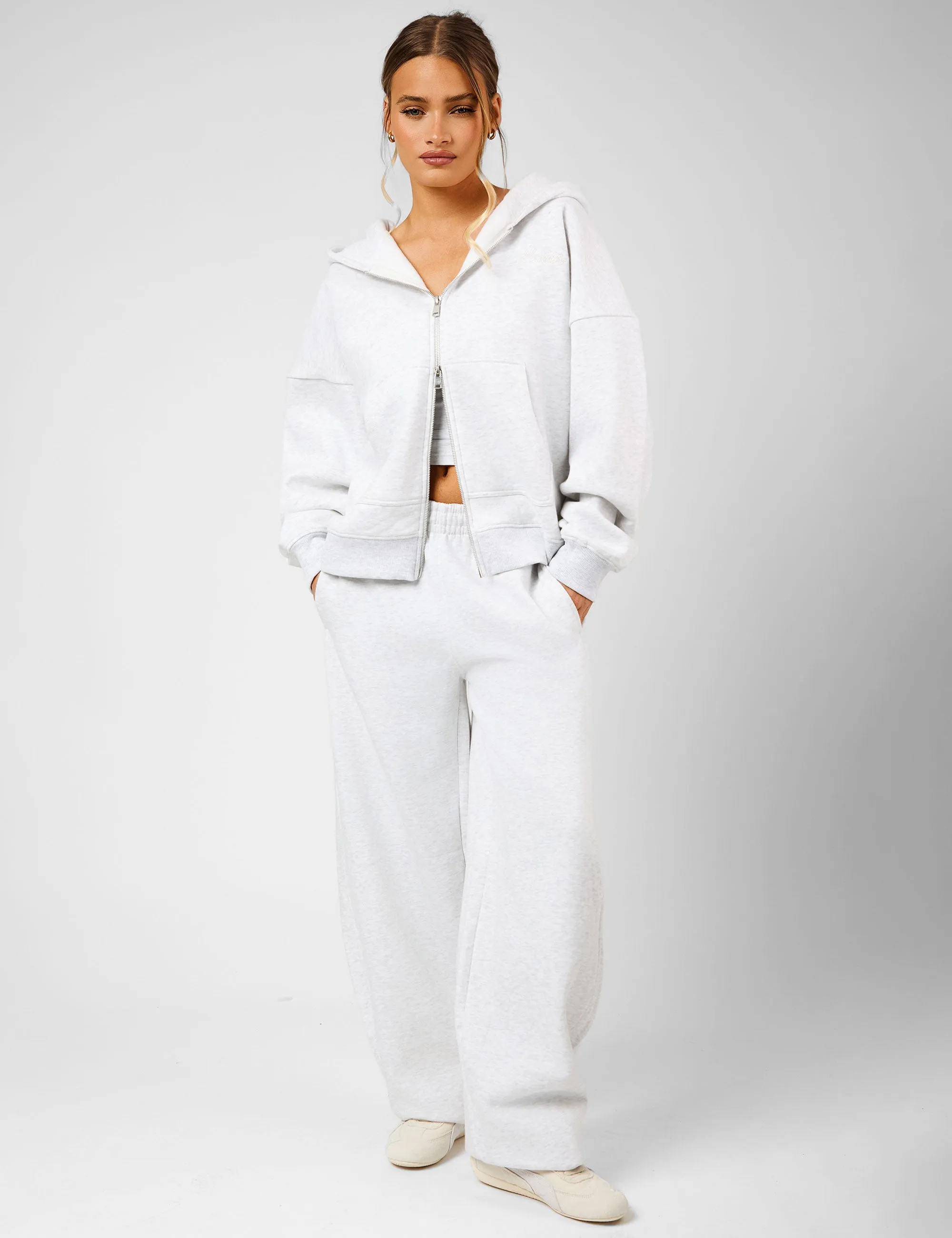 Kaiia The Label Seam Detail Side Pocket Barrel Leg Joggers Light Grey Marl sold by Public Desire