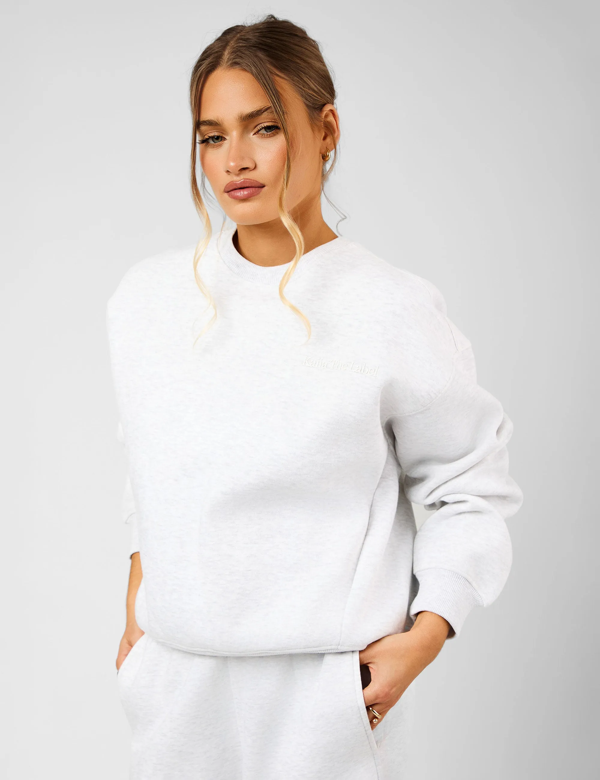 Kaiia The Label Seam Detail Oversized Sweatshirt Light Grey Marl sold by Public Desire