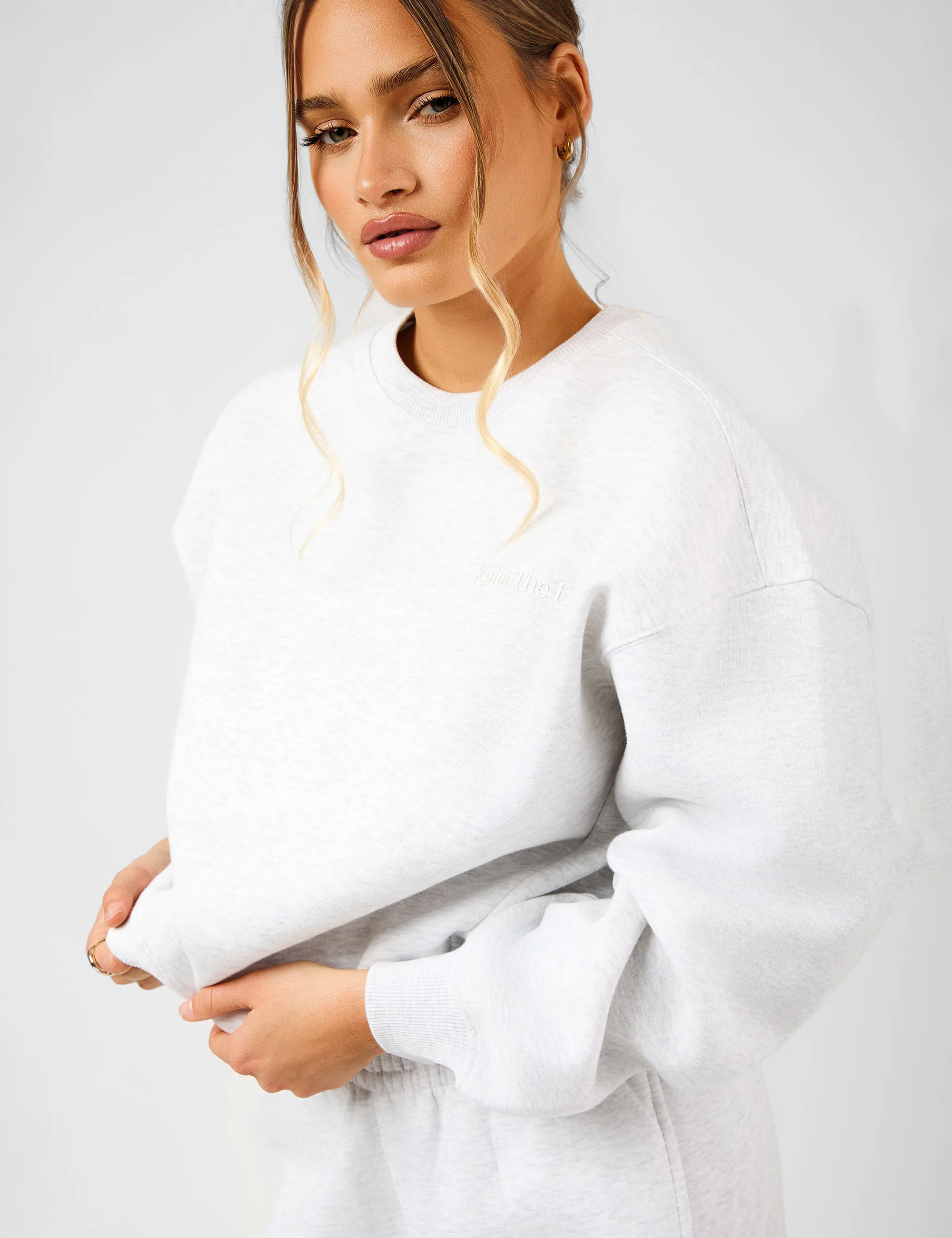 Kaiia The Label Seam Detail Oversized Sweatshirt Light Grey Marl sold by Public Desire product image thumbnail 3