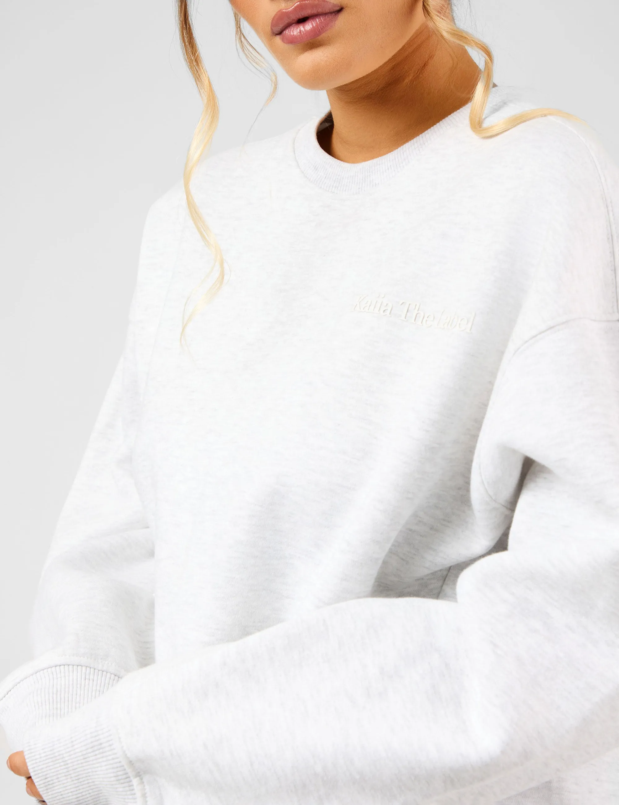 Kaiia The Label Seam Detail Oversized Sweatshirt Light Grey Marl sold by Public Desire product image thumbnail 2