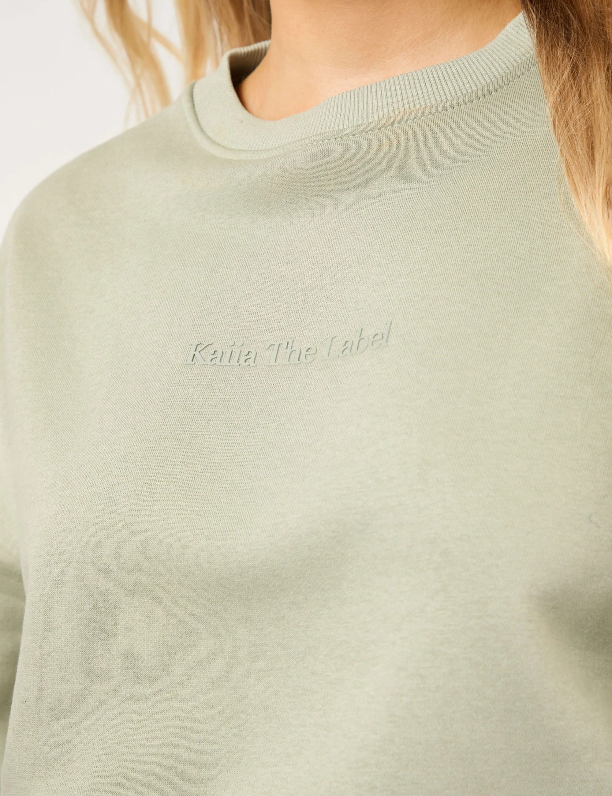 Kaiia The Label Bubble Hem Cropped Sweatshirt Sage sold by Public Desire product image thumbnail 5