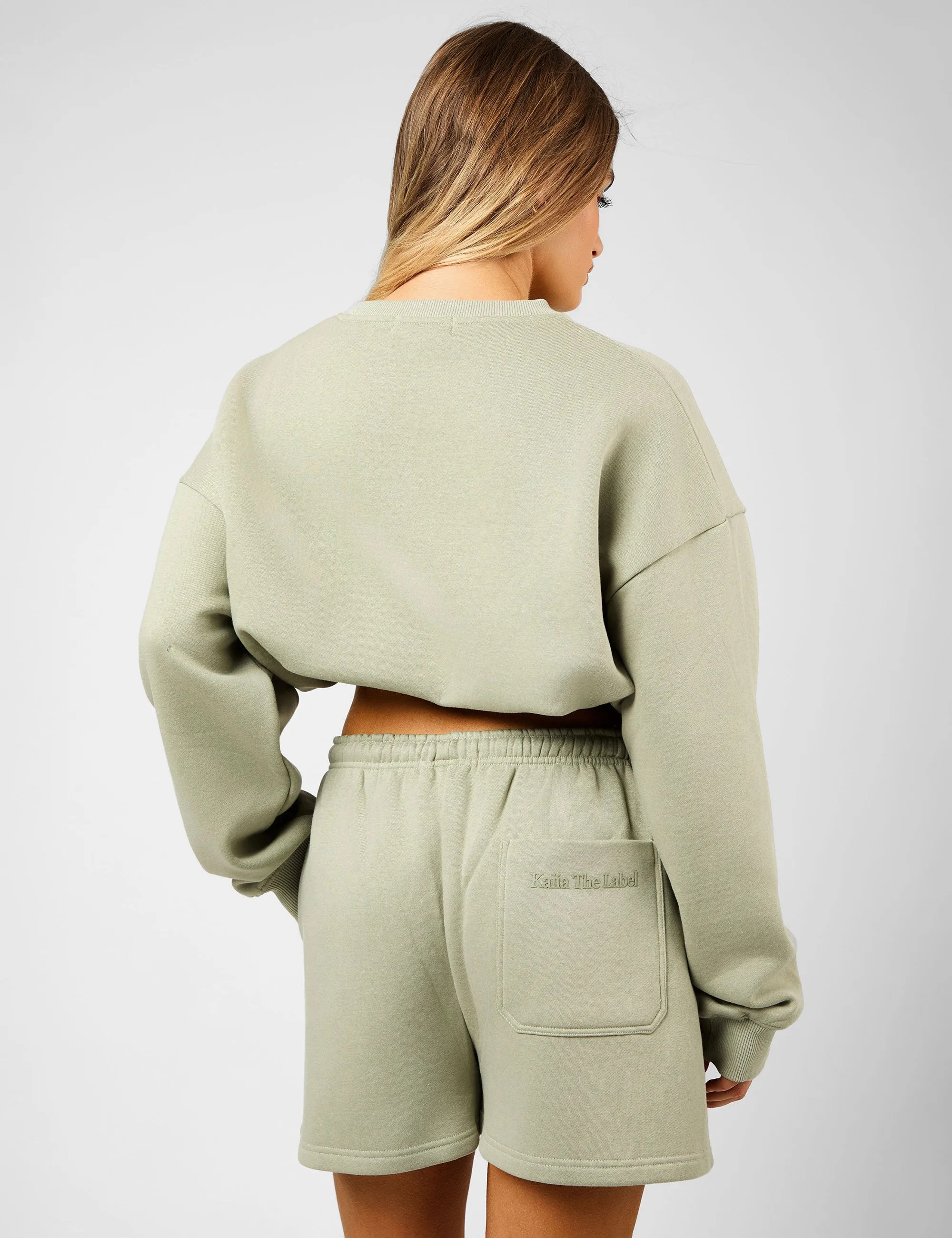 Kaiia The Label Bubble Hem Cropped Sweatshirt Sage sold by Public Desire product image thumbnail 4