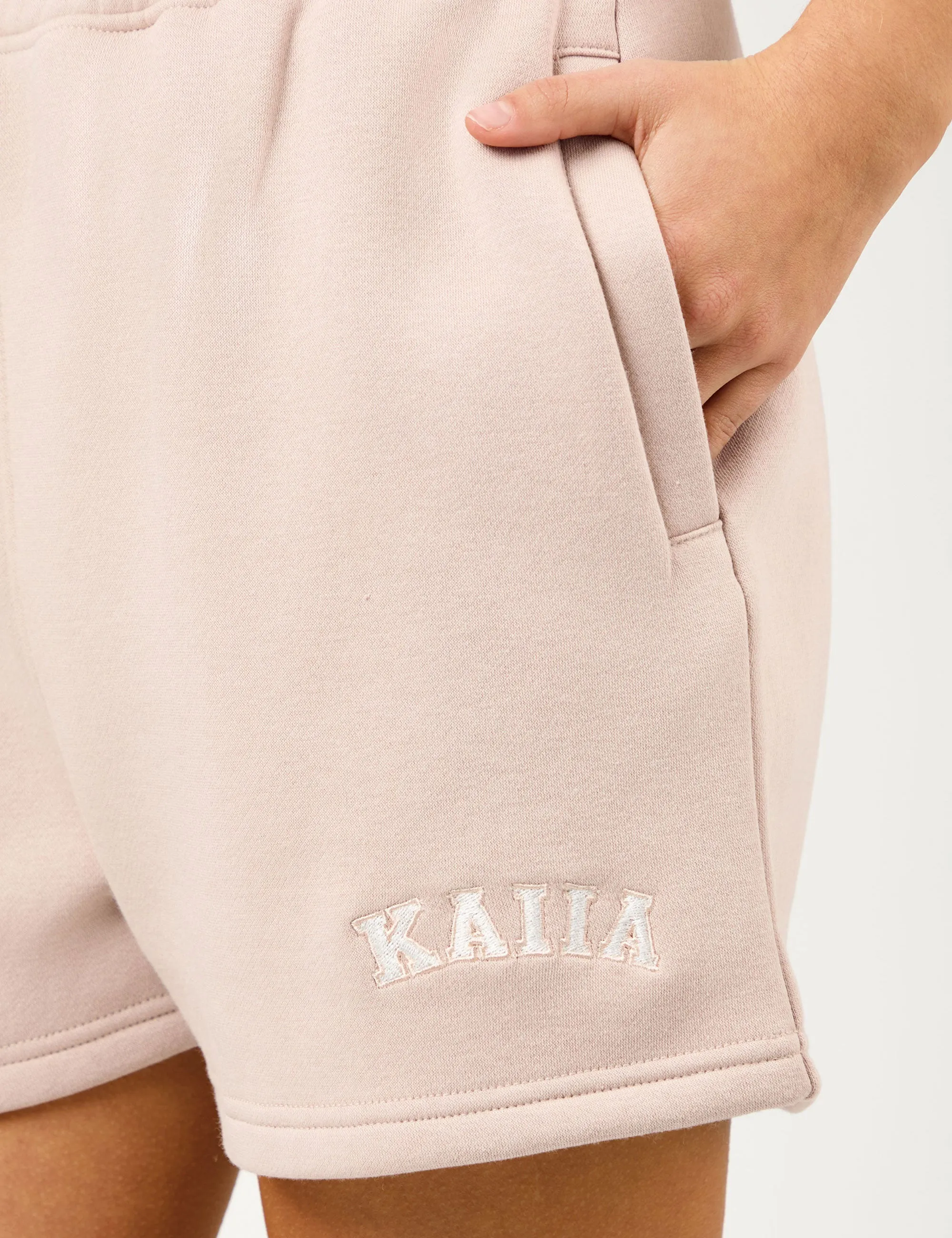 Kaiia Script Logo Mini Sweat Shorts Champagne & Crème sold by Public Desire product image thumbnail 3