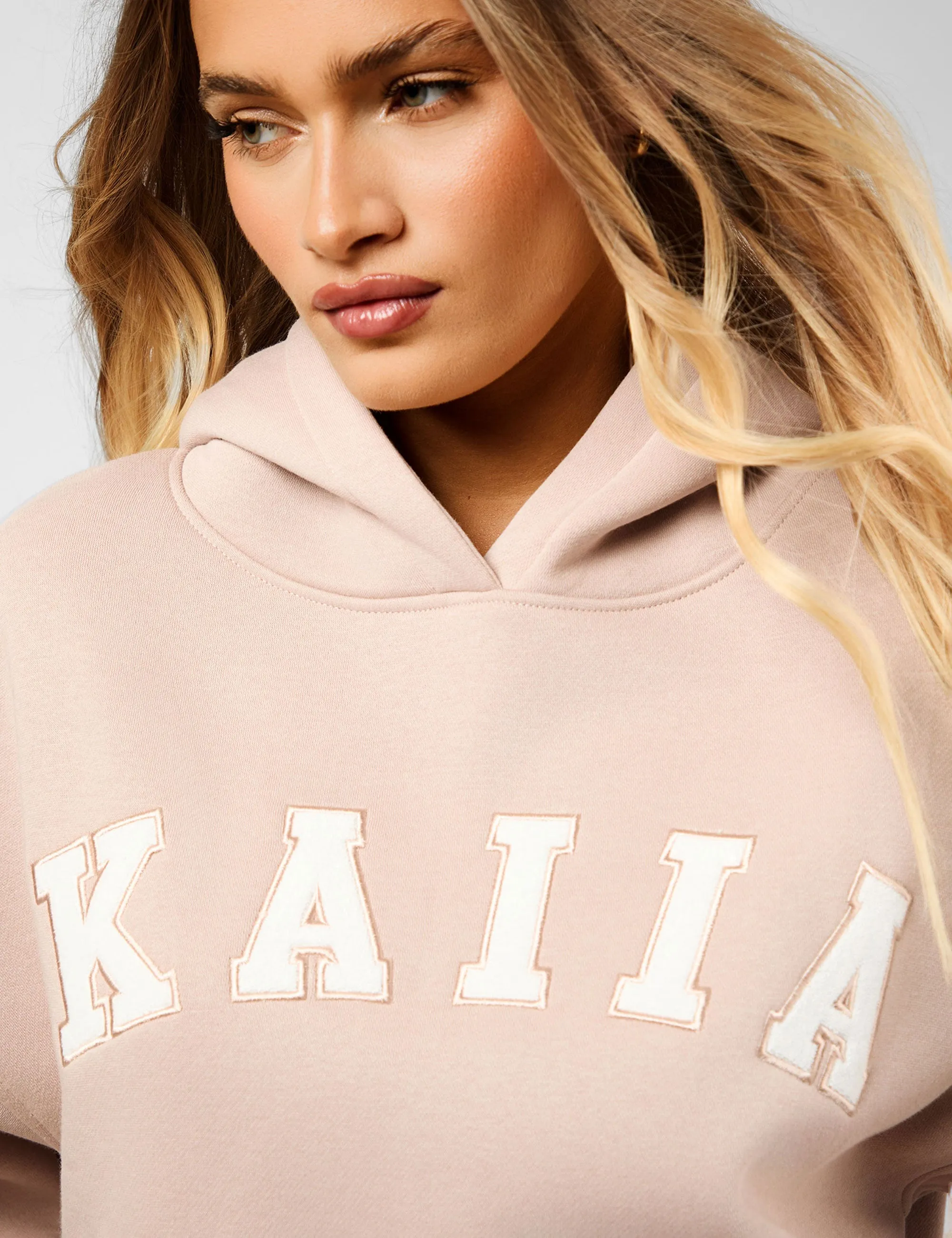 Kaiia Slogan Oversized Hoodie Champagne & Creme sold by Public Desire product image thumbnail 2