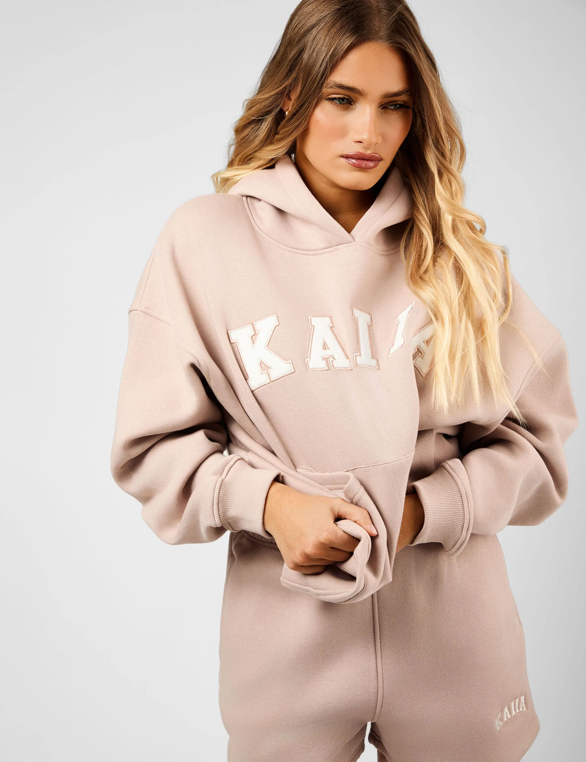Kaiia Slogan Oversized Hoodie Champagne & Creme sold by Public Desire product image thumbnail 5