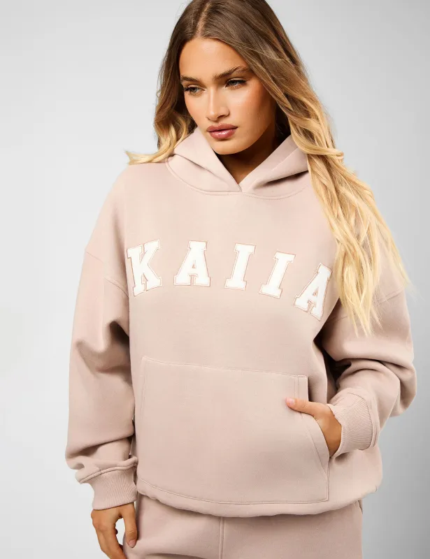 Kaiia Slogan Oversized Hoodie Champagne & Creme sold by Public Desire