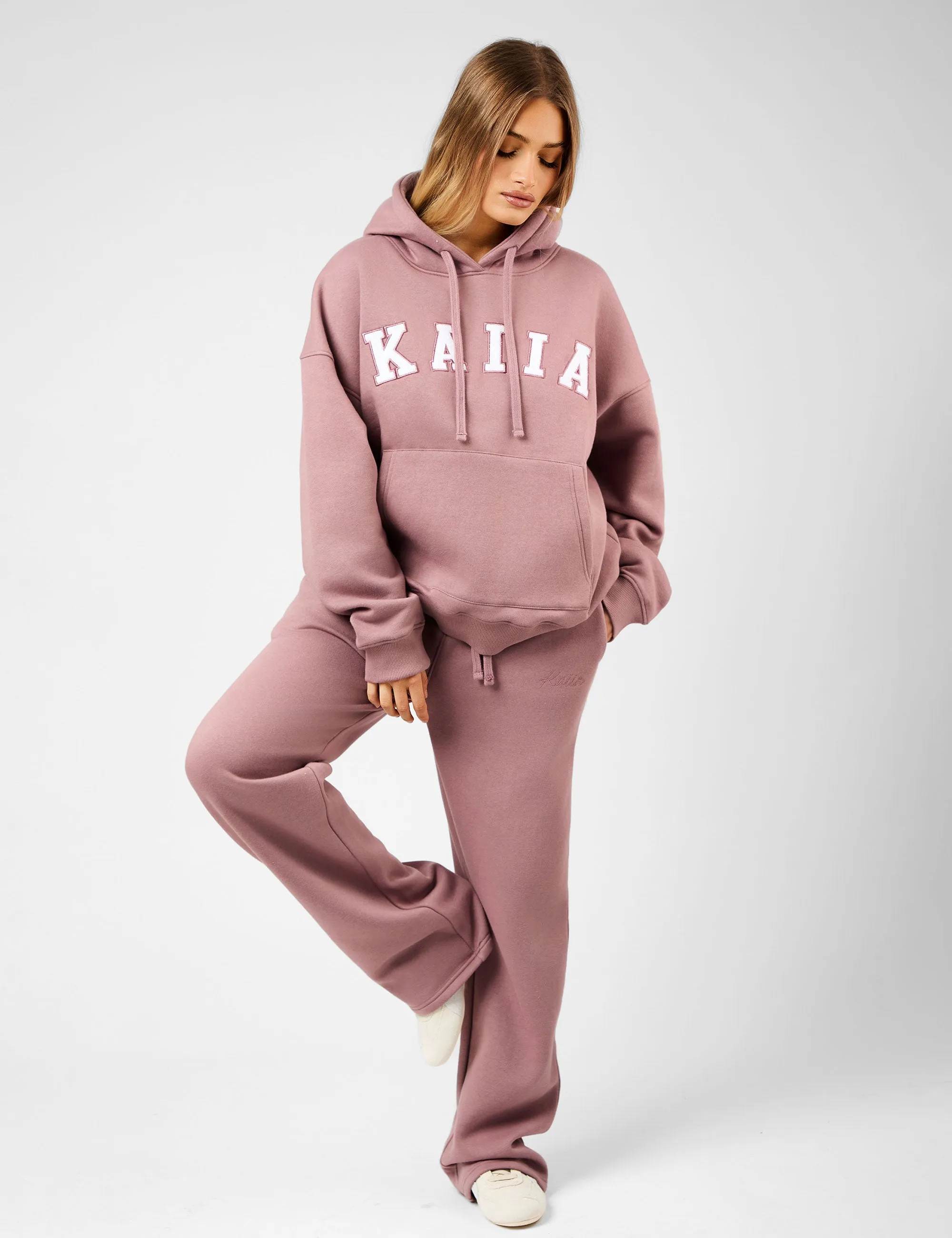 Kaiia Slogan Oversized Hoodie Rosewood & White sold by Public Desire product image thumbnail 2