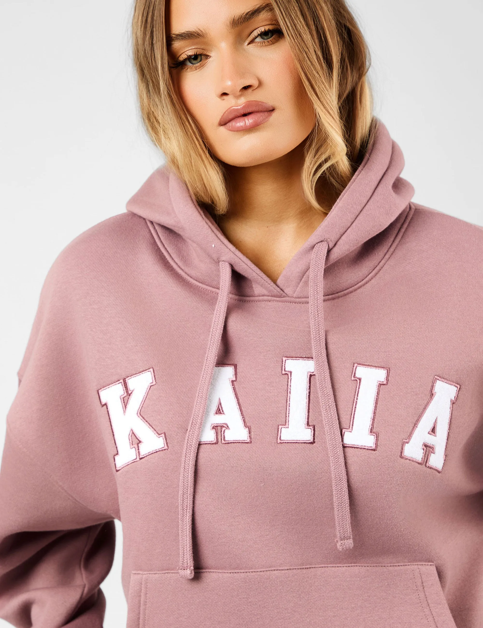 Kaiia Slogan Oversized Hoodie Rosewood & White sold by Public Desire product image thumbnail 3