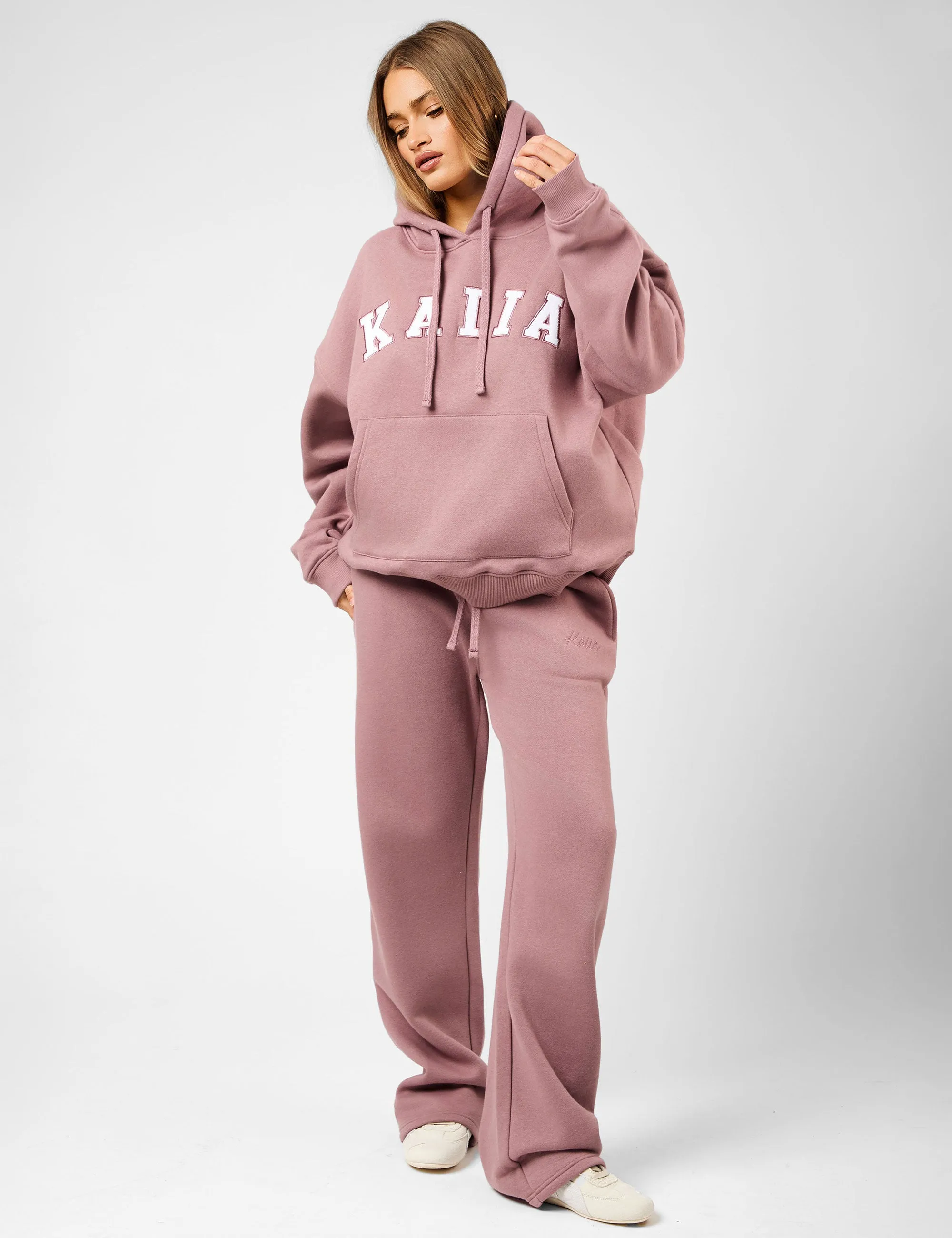 Kaiia Slogan Oversized Hoodie Rosewood & White sold by Public Desire product image thumbnail 4