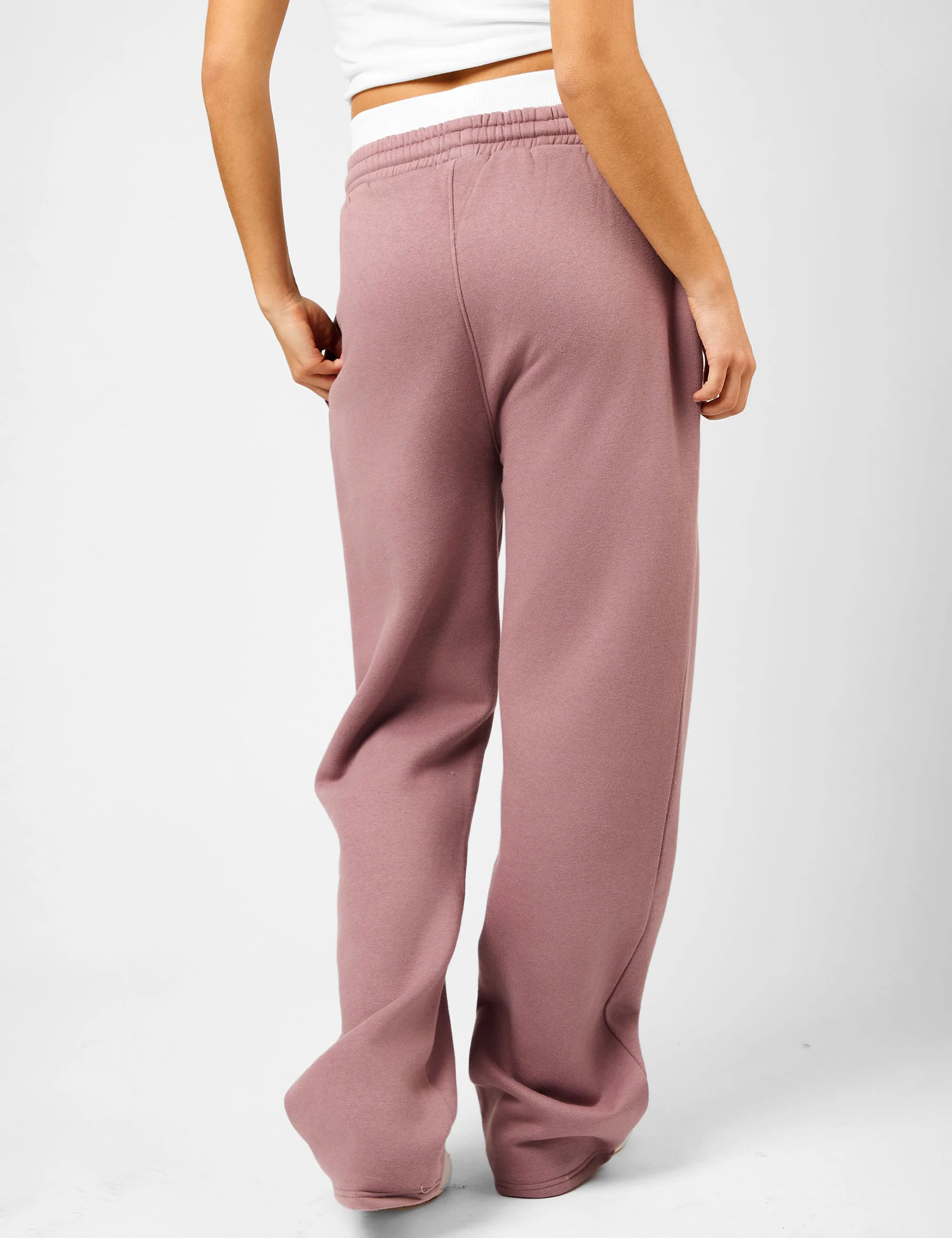 Kaiia Script Logo Exposed Waistband Wide Leg Joggers Rosewood sold by Public Desire product image thumbnail 5
