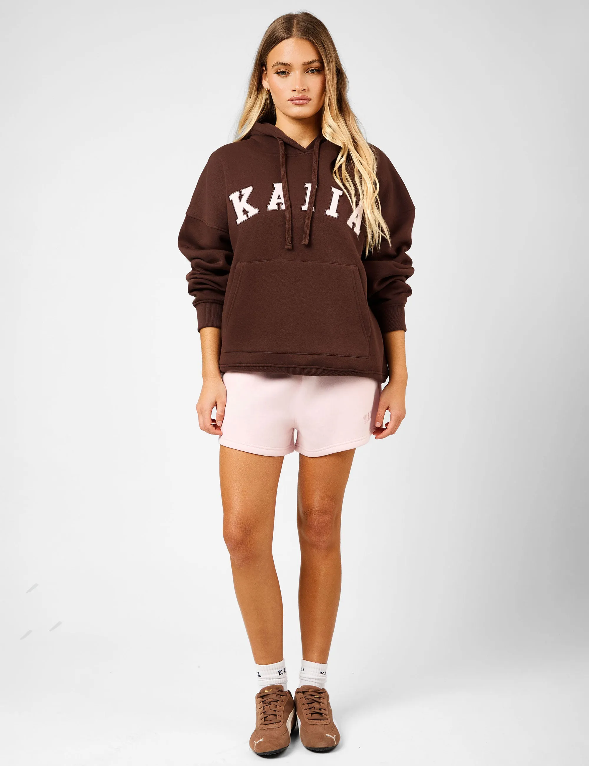 Kaiia Slogan Oversized Hoodie Peppercorn & Dusty Pink sold by Public Desire product image thumbnail 3