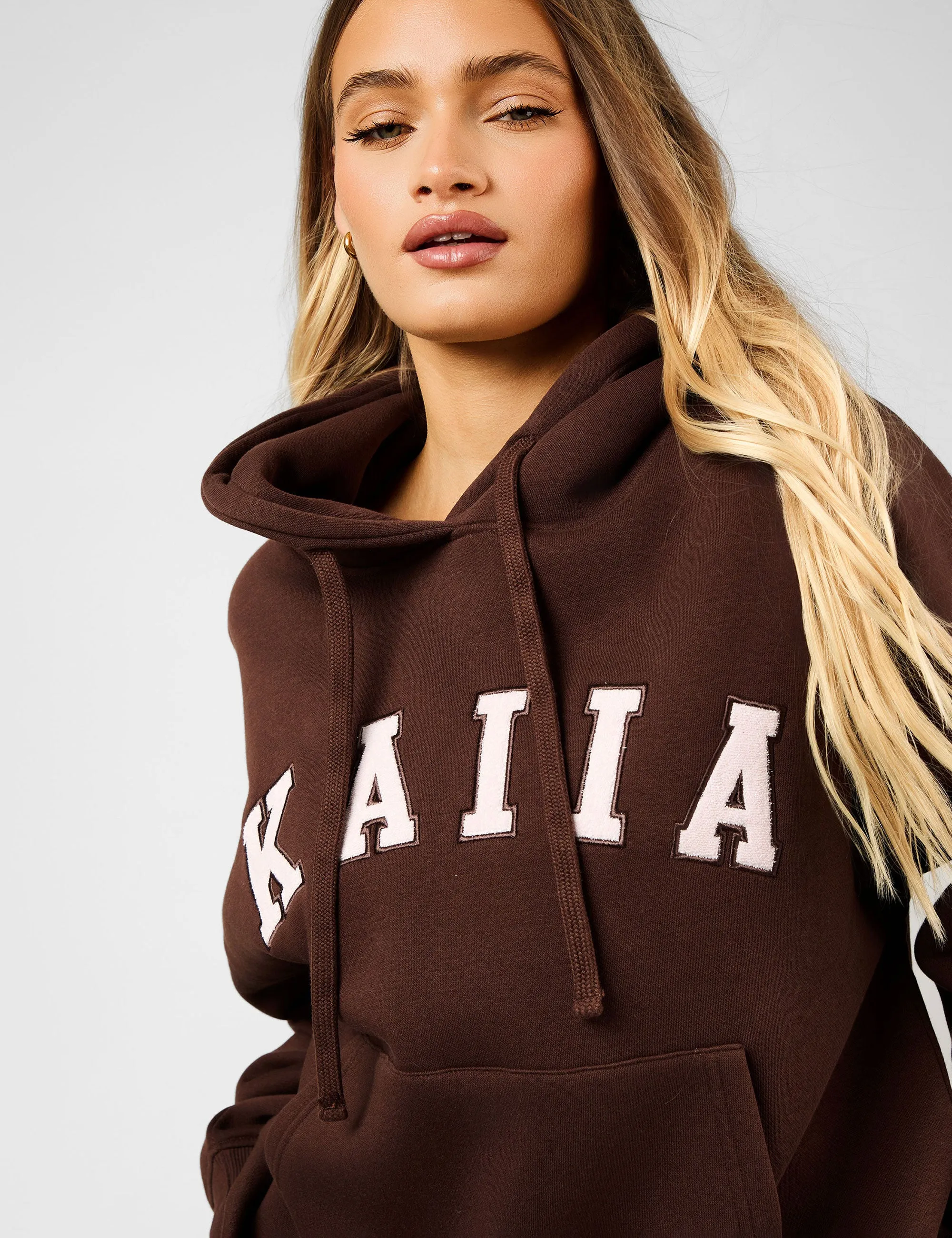 Kaiia Slogan Oversized Hoodie Peppercorn & Dusty Pink sold by Public Desire product image thumbnail 4