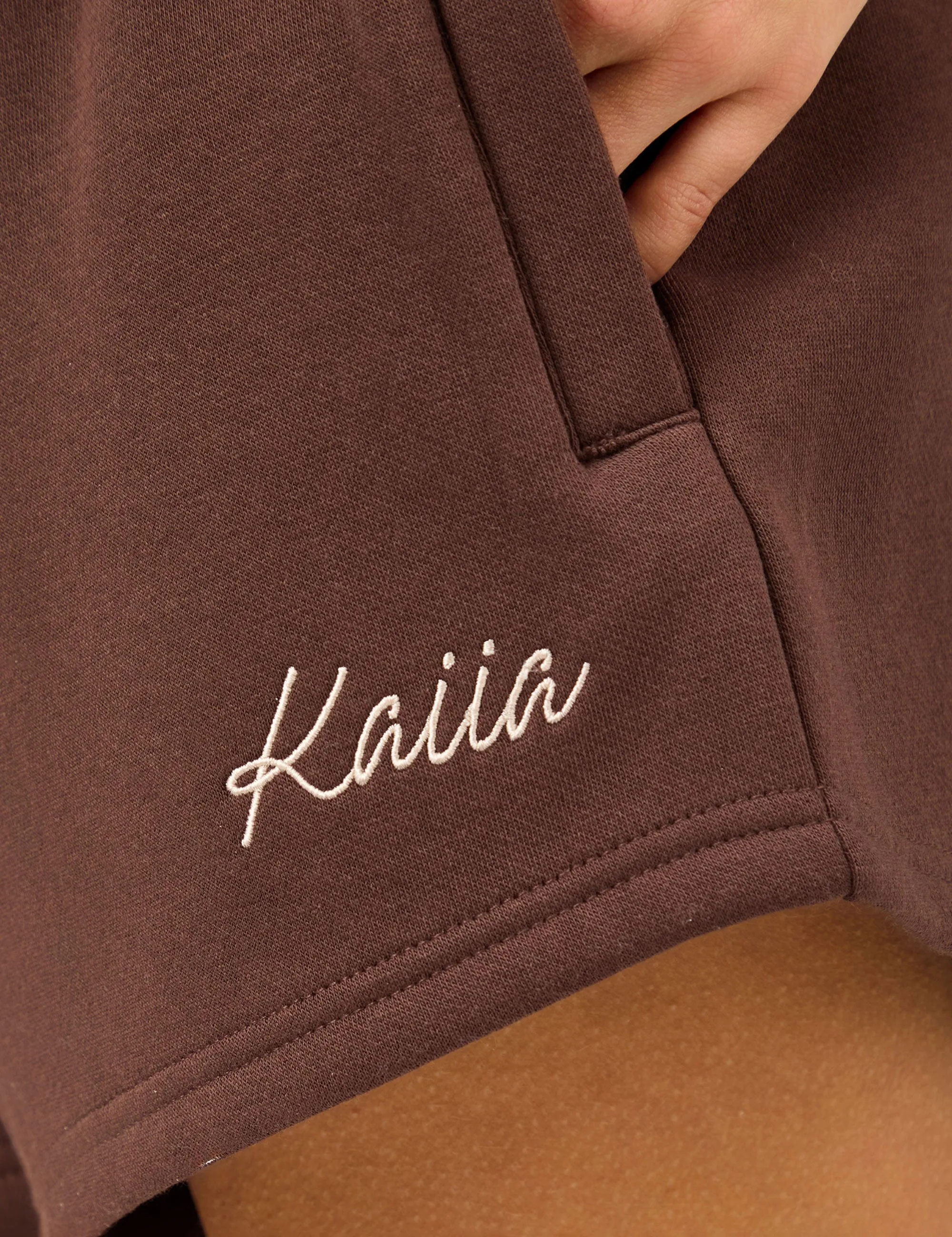 Kaiia Script Logo Mini Sweat Shorts Peppercorn sold by Public Desire product image thumbnail 5