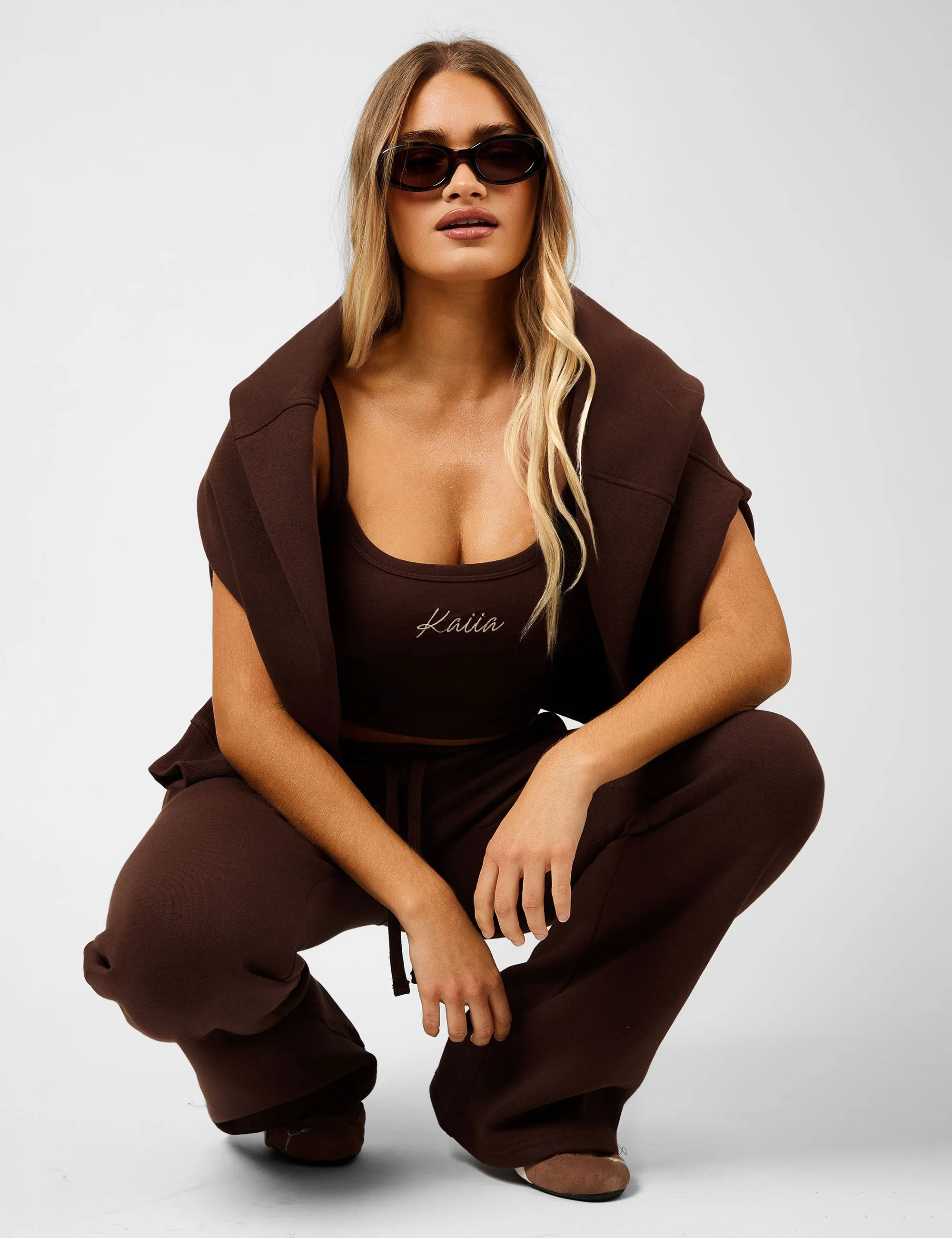 Kaiia Script Wide Leg Joggers Peppercorn sold by Public Desire product image thumbnail 5