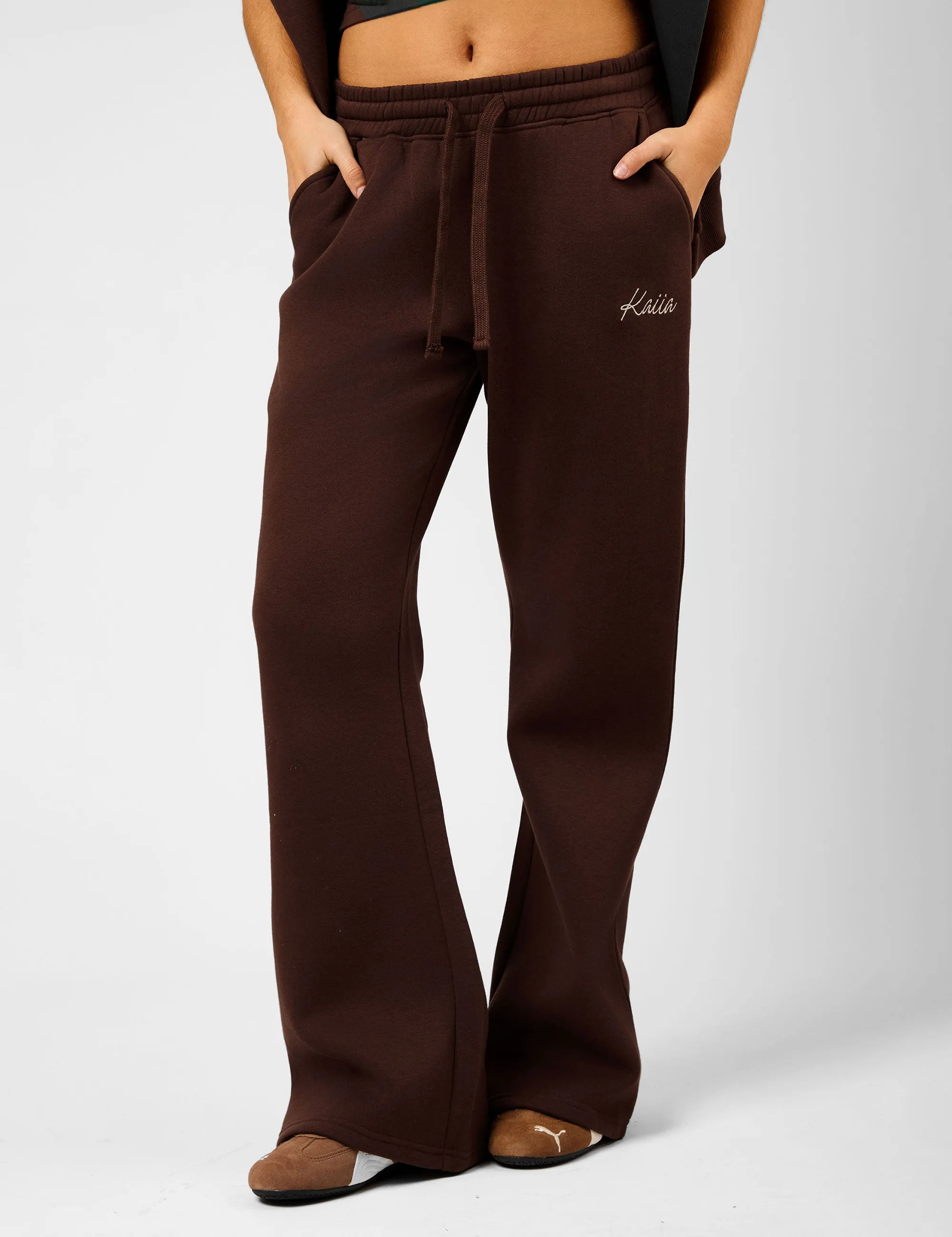 Kaiia Script Wide Leg Joggers Peppercorn sold by Public Desire product image thumbnail 2