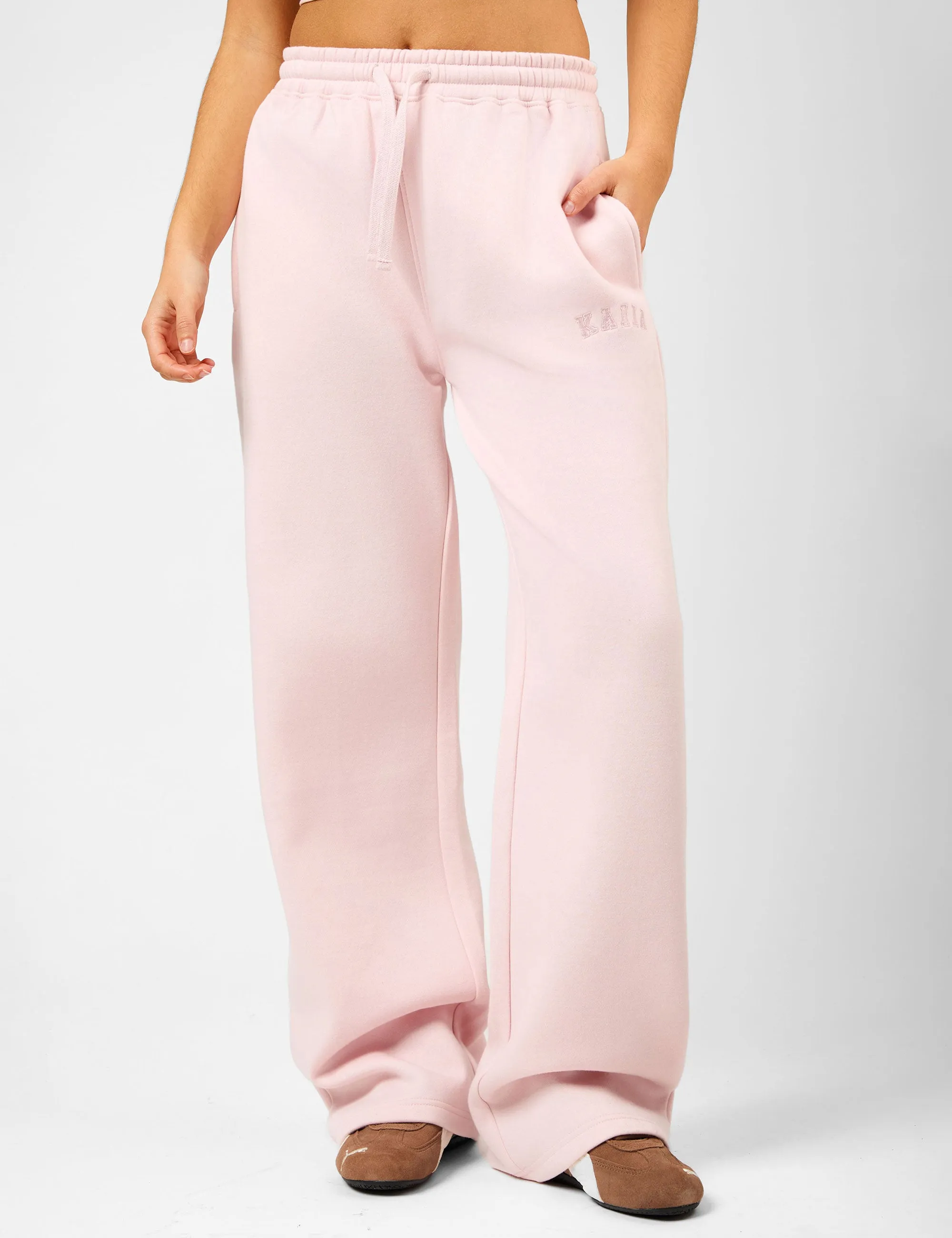 Kaiia Logo Drawstring Wide Leg Joggers Dusty Pink sold by Public Desire