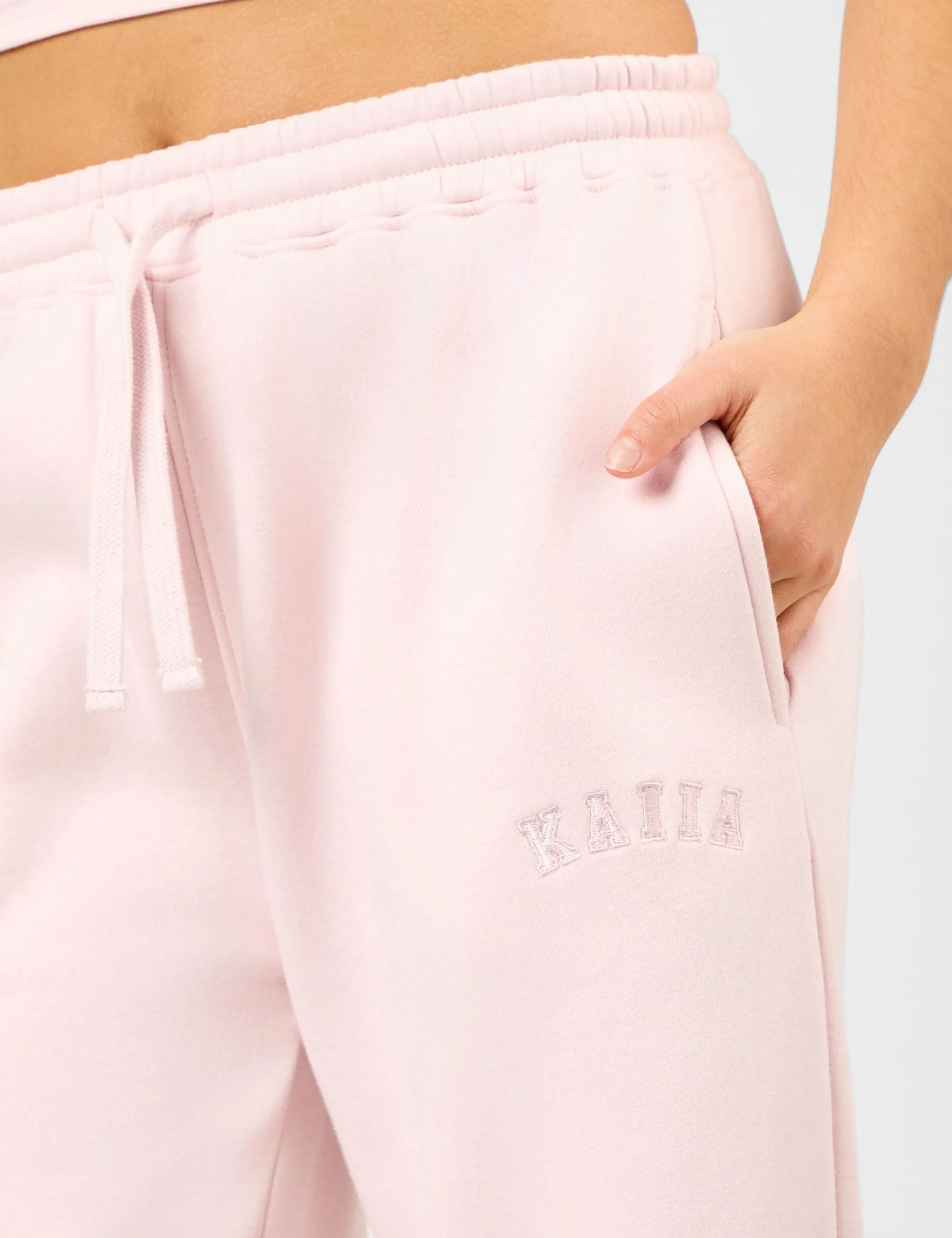 Kaiia Logo Drawstring Wide Leg Joggers Dusty Pink sold by Public Desire product image thumbnail 2