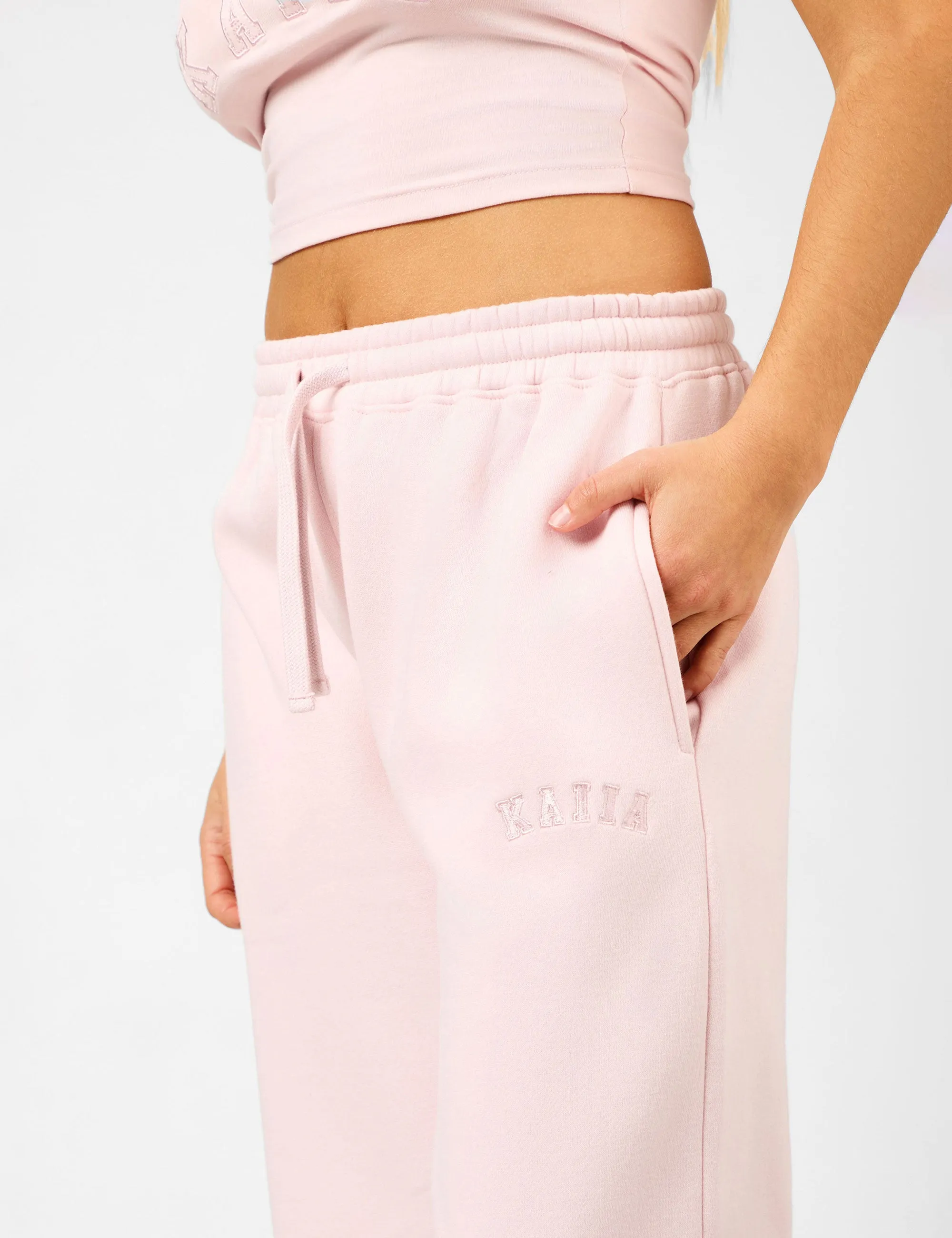 Kaiia Logo Drawstring Wide Leg Joggers Dusty Pink sold by Public Desire product image thumbnail 4