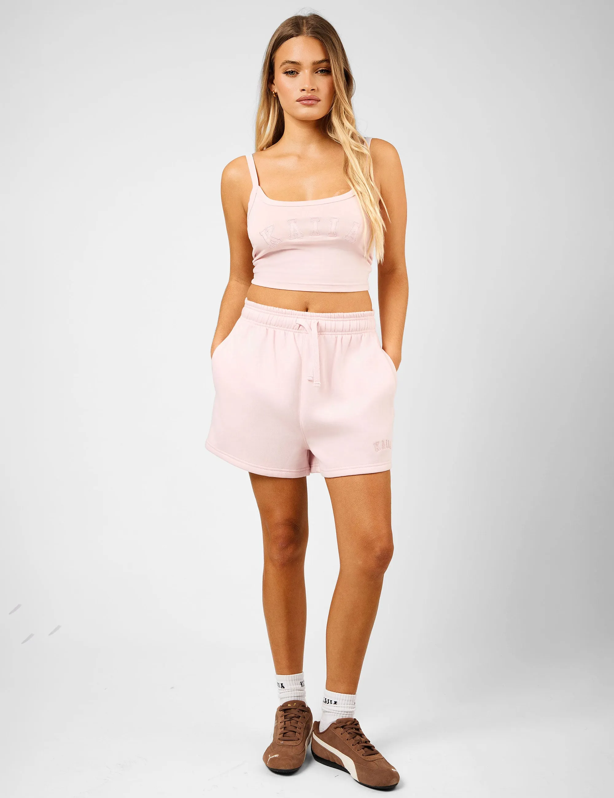 Kaiia Logo Sweat Shorts Dusty Pink sold by Public Desire