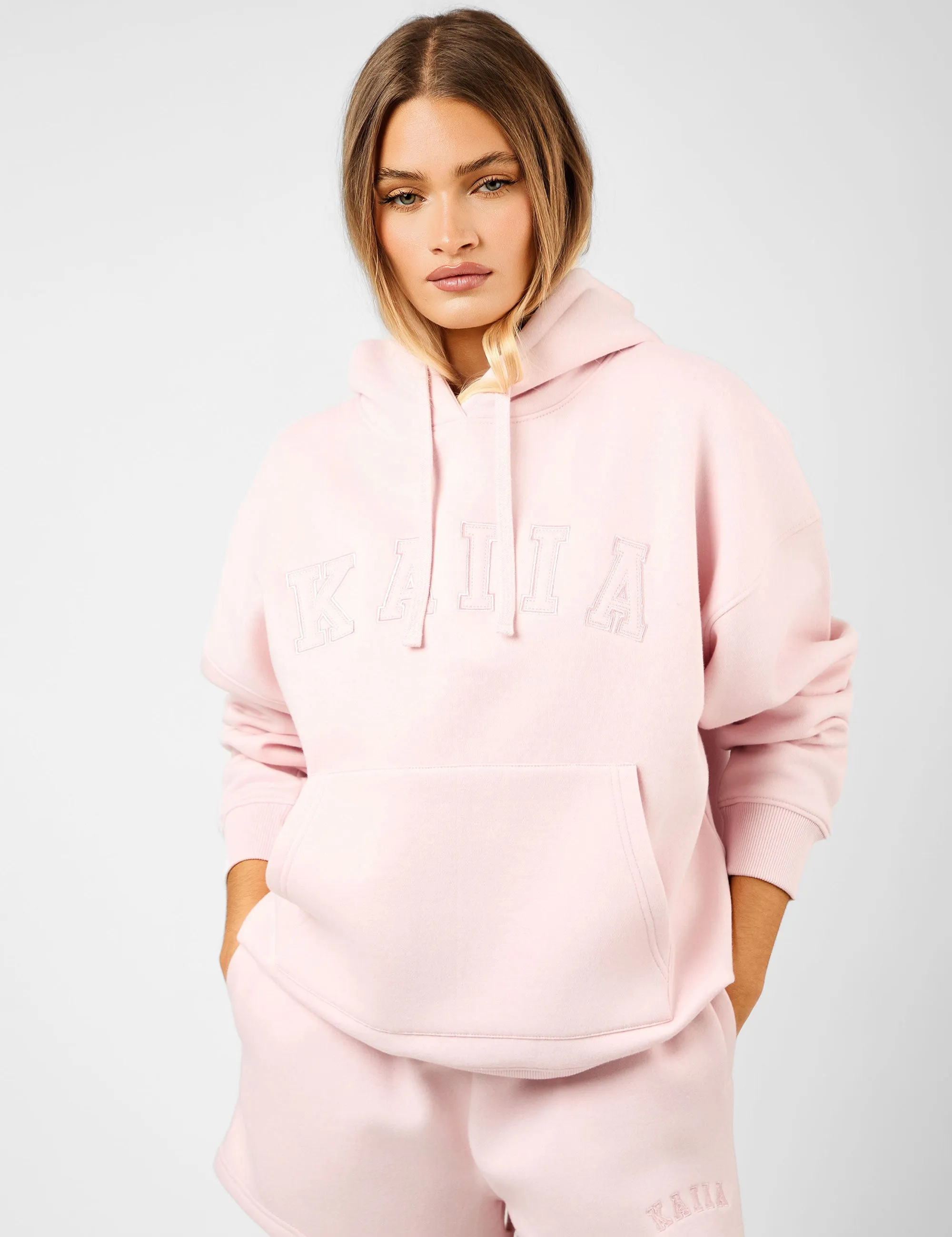Kaiia Slogan Drawstring Oversized Hoodie Dusty Pink sold by Public Desire
