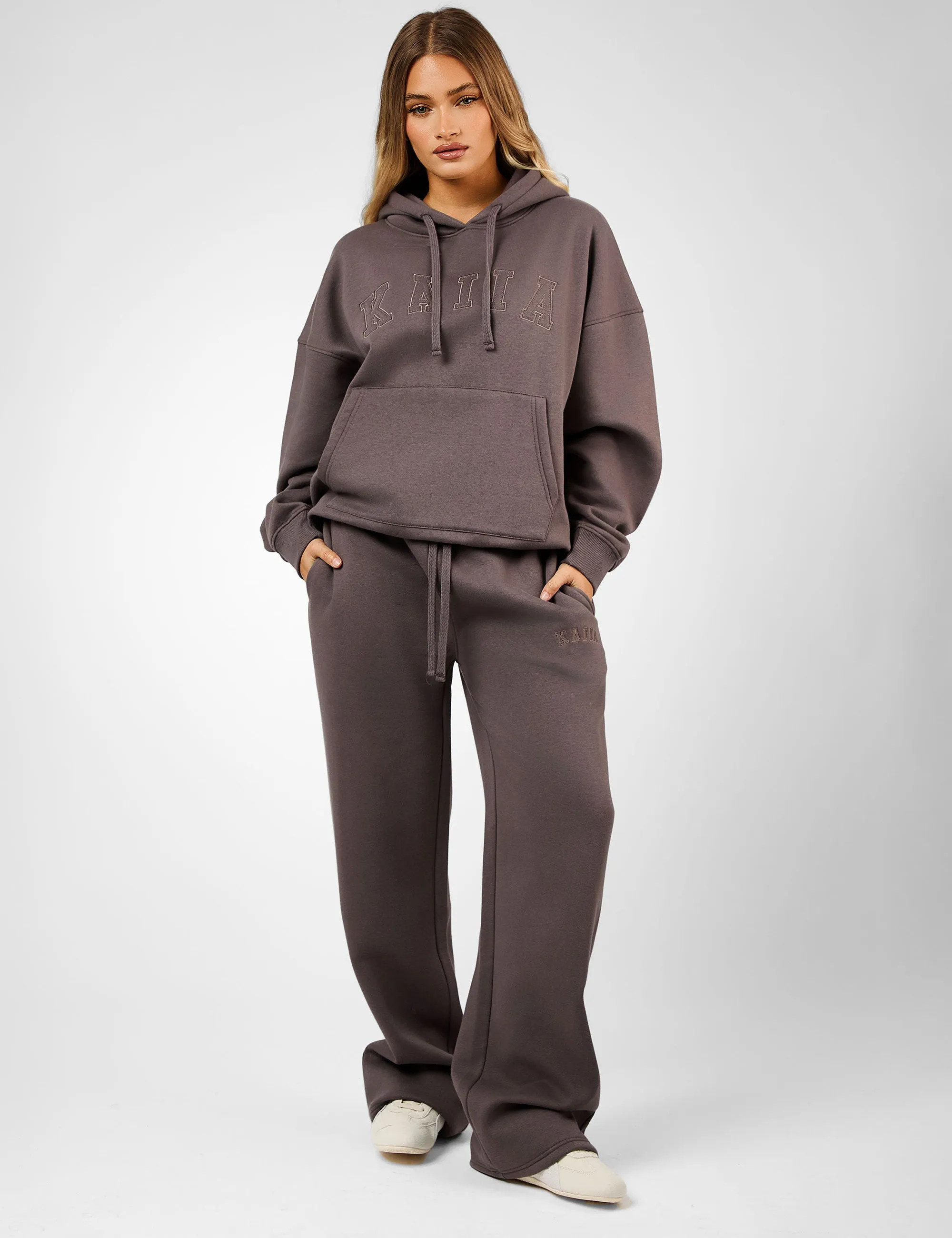 Kaiia Logo Wide Leg Joggers Mink sold by Public Desire