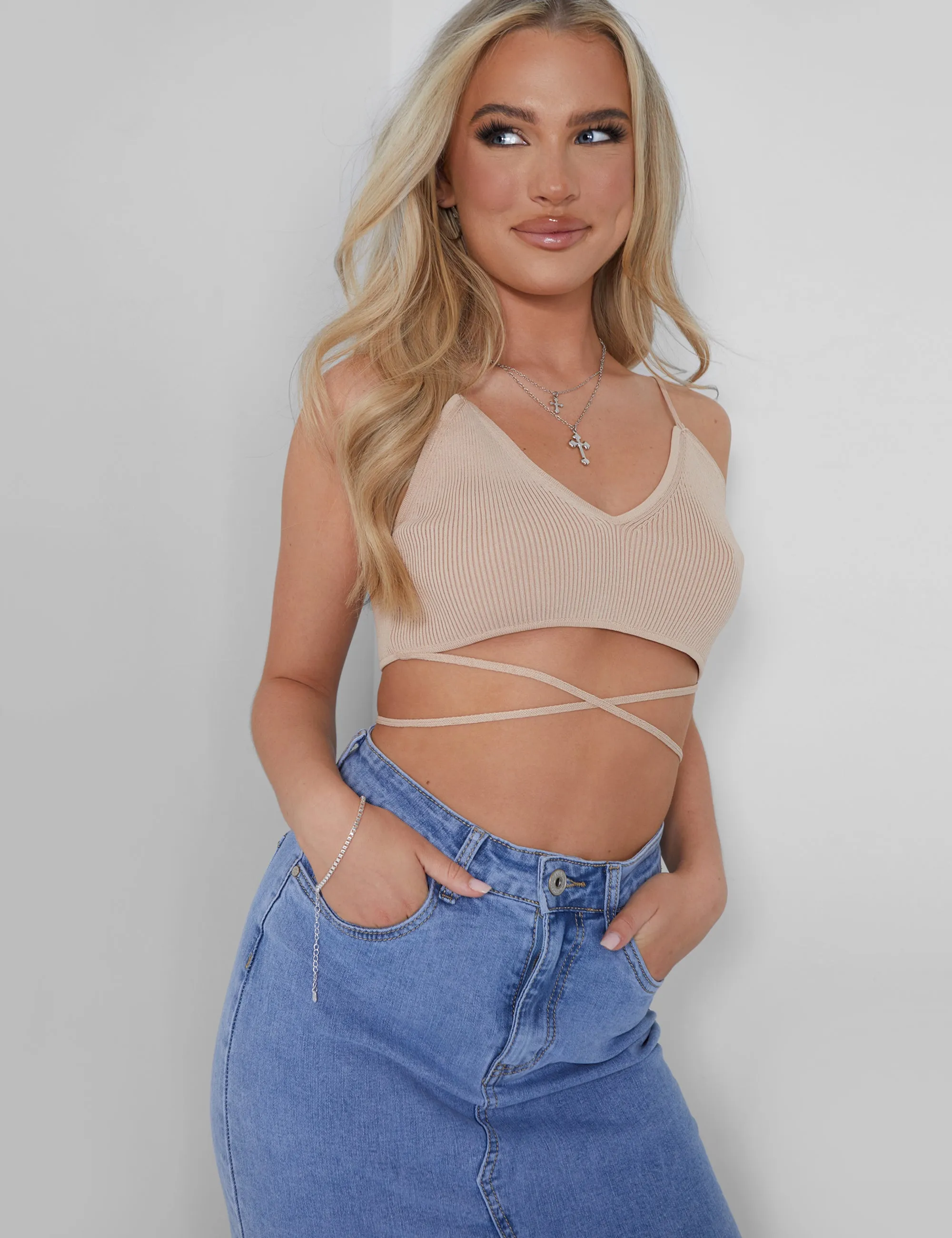 Knitted Ribbed Bralet Nude sold by Public Desire product image thumbnail 3