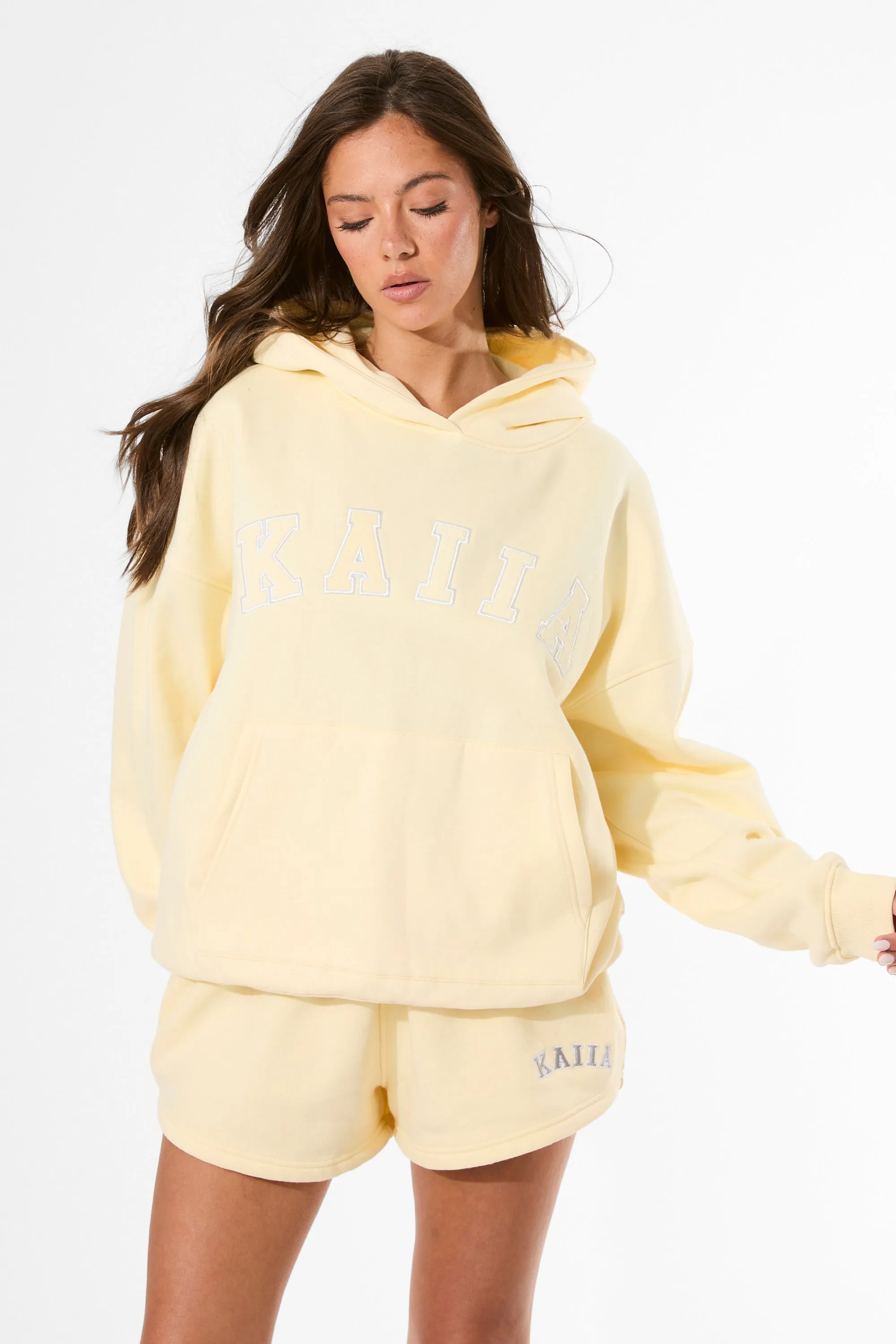 Kaiia Slogan Oversized Hoodie Lemon & White sold by Public Desire product image thumbnail 3
