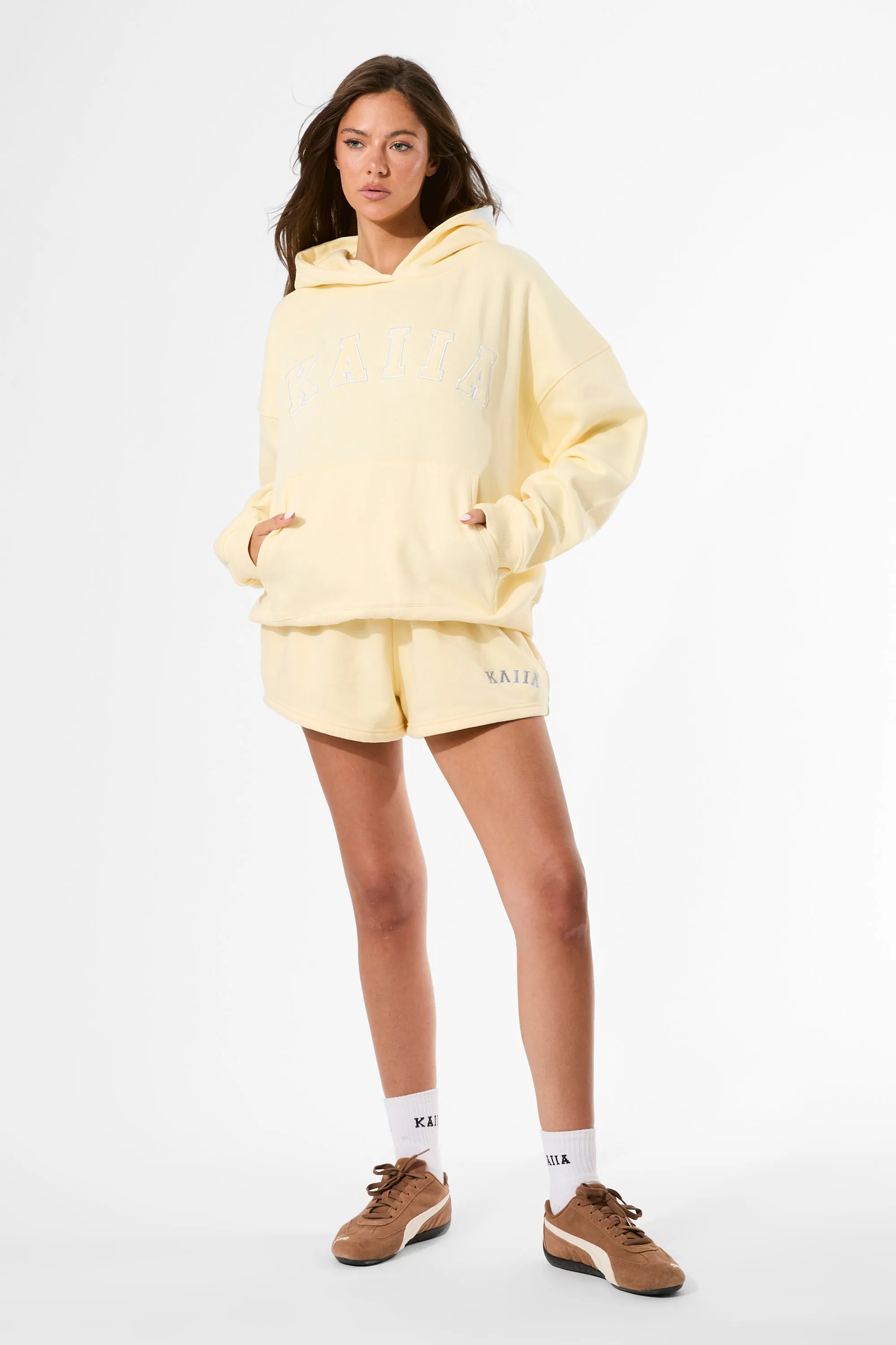 Kaiia Slogan Oversized Hoodie Lemon & White sold by Public Desire product image thumbnail 5