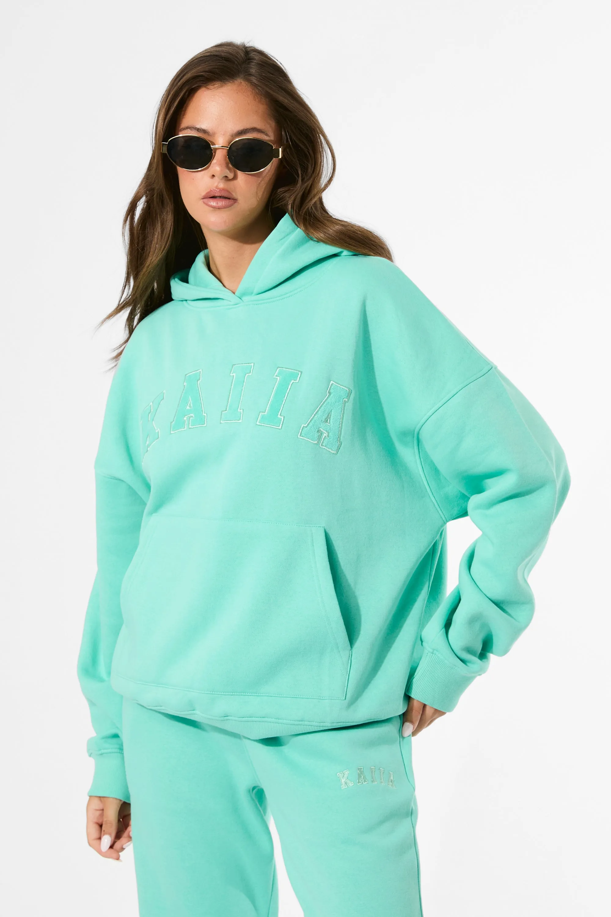 Kaiia Slogan Oversized Hoodie Spearmint sold by Public Desire