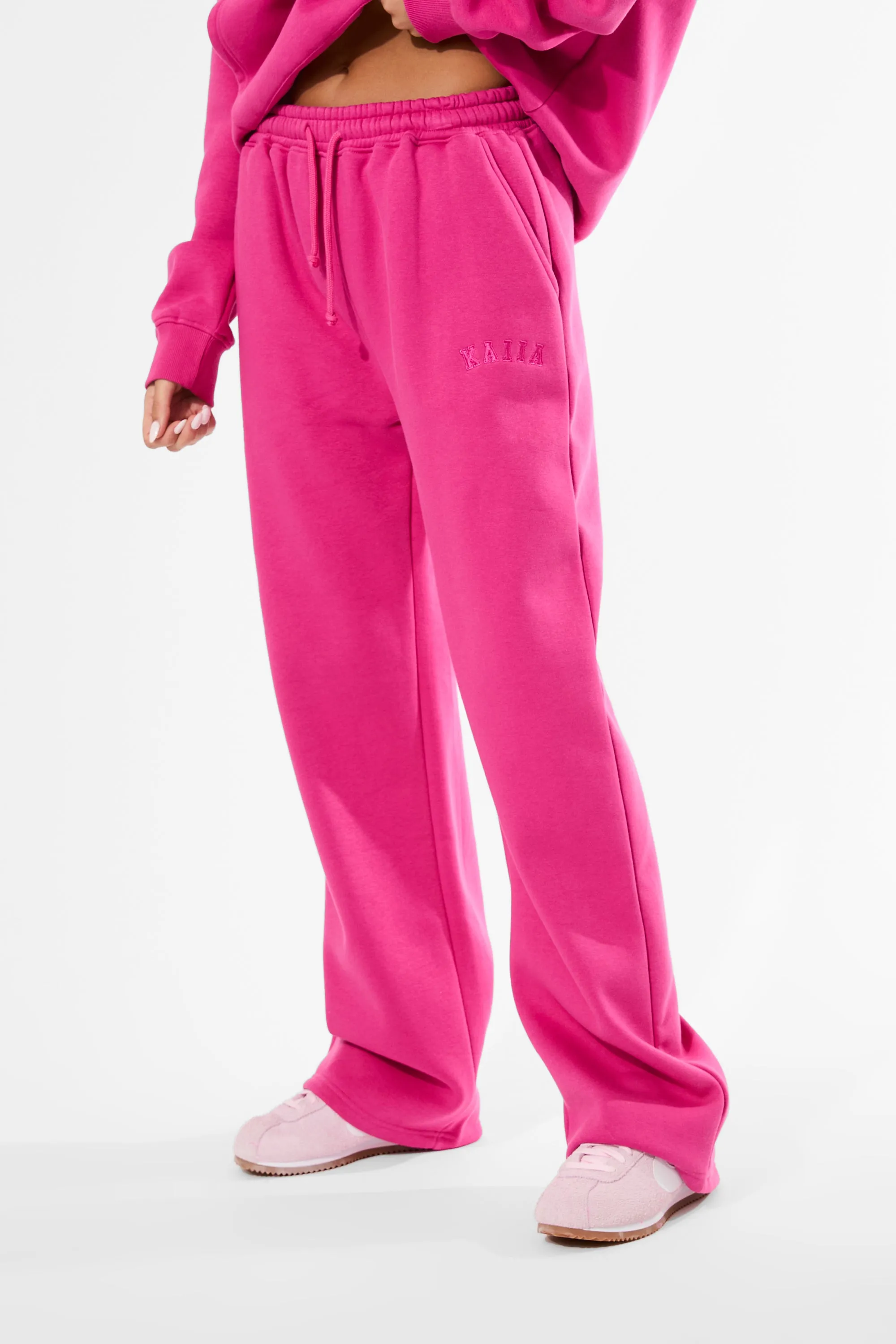 Kaiia Logo Wide Leg Joggers Bright Pink sold by Public Desire product image thumbnail 2